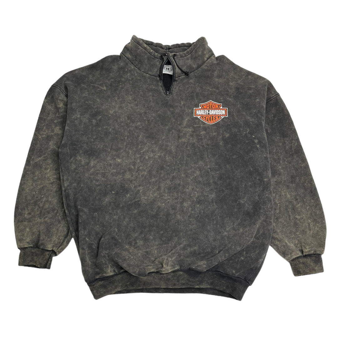 Vintage Harley Davidson Rocky's Ontario 1/4 Zip Sweatshirt L