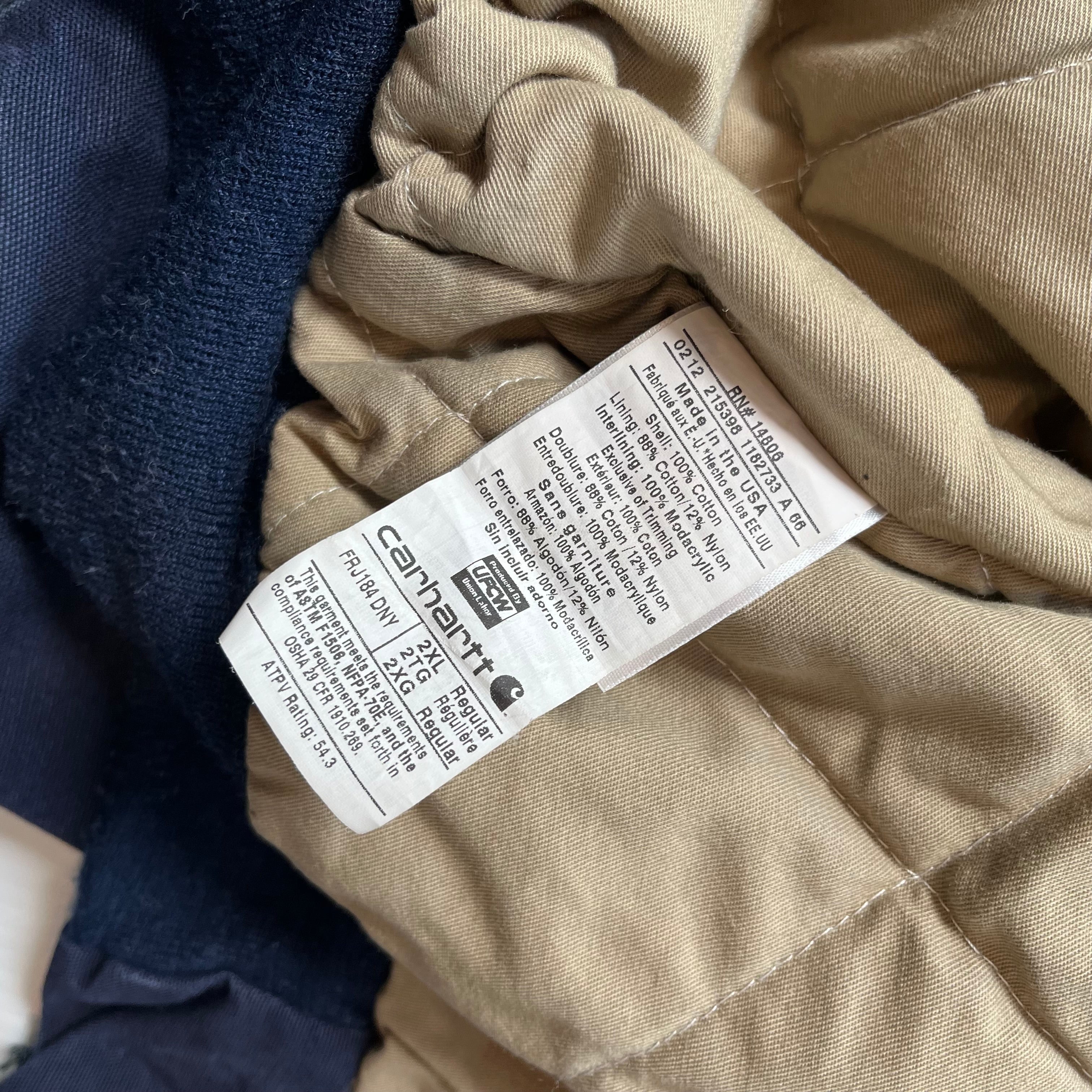 Vintage Carhartt FR Quilted Hooded Zip Jacket XXL