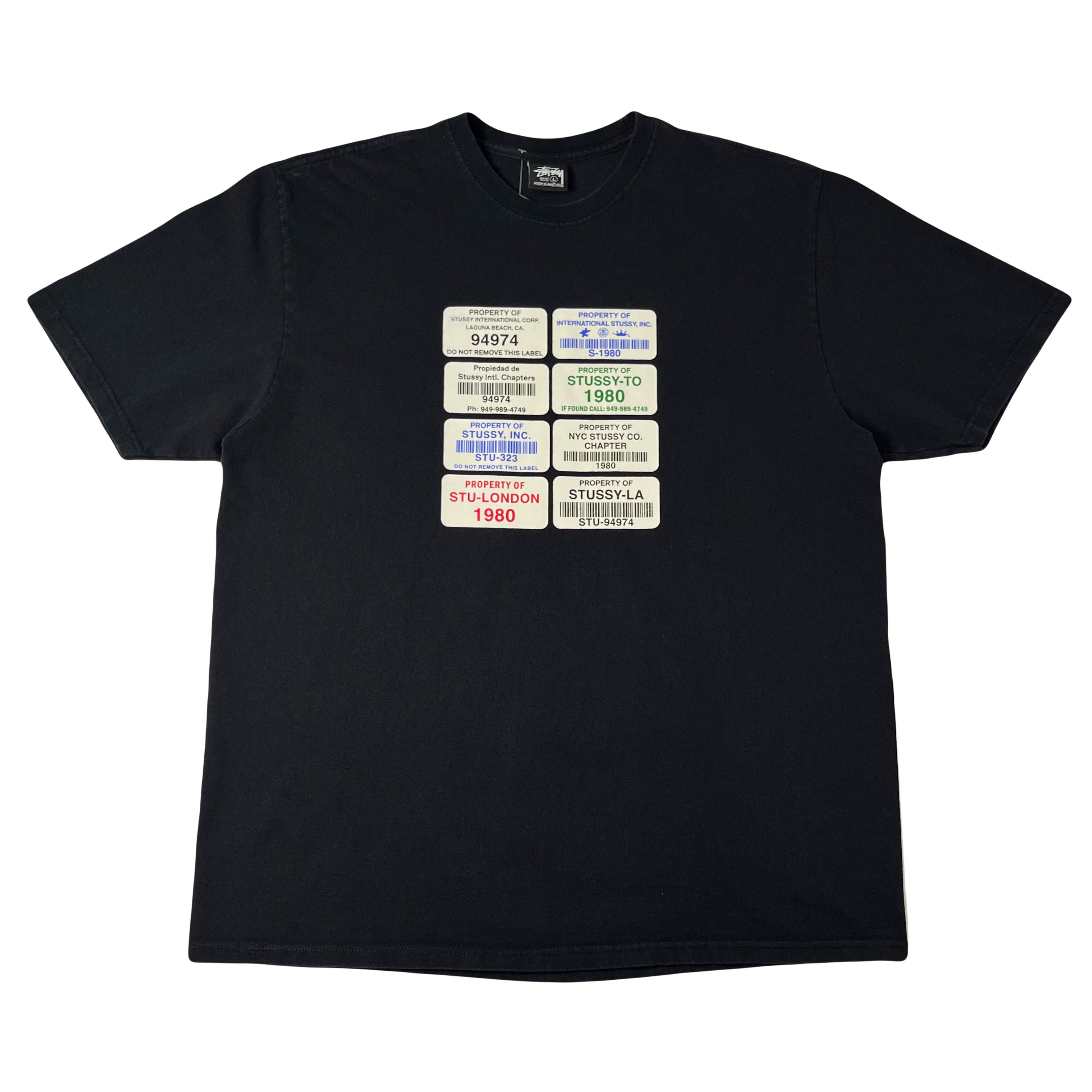 Stussy Sticker Barcodes Graphic Tee L