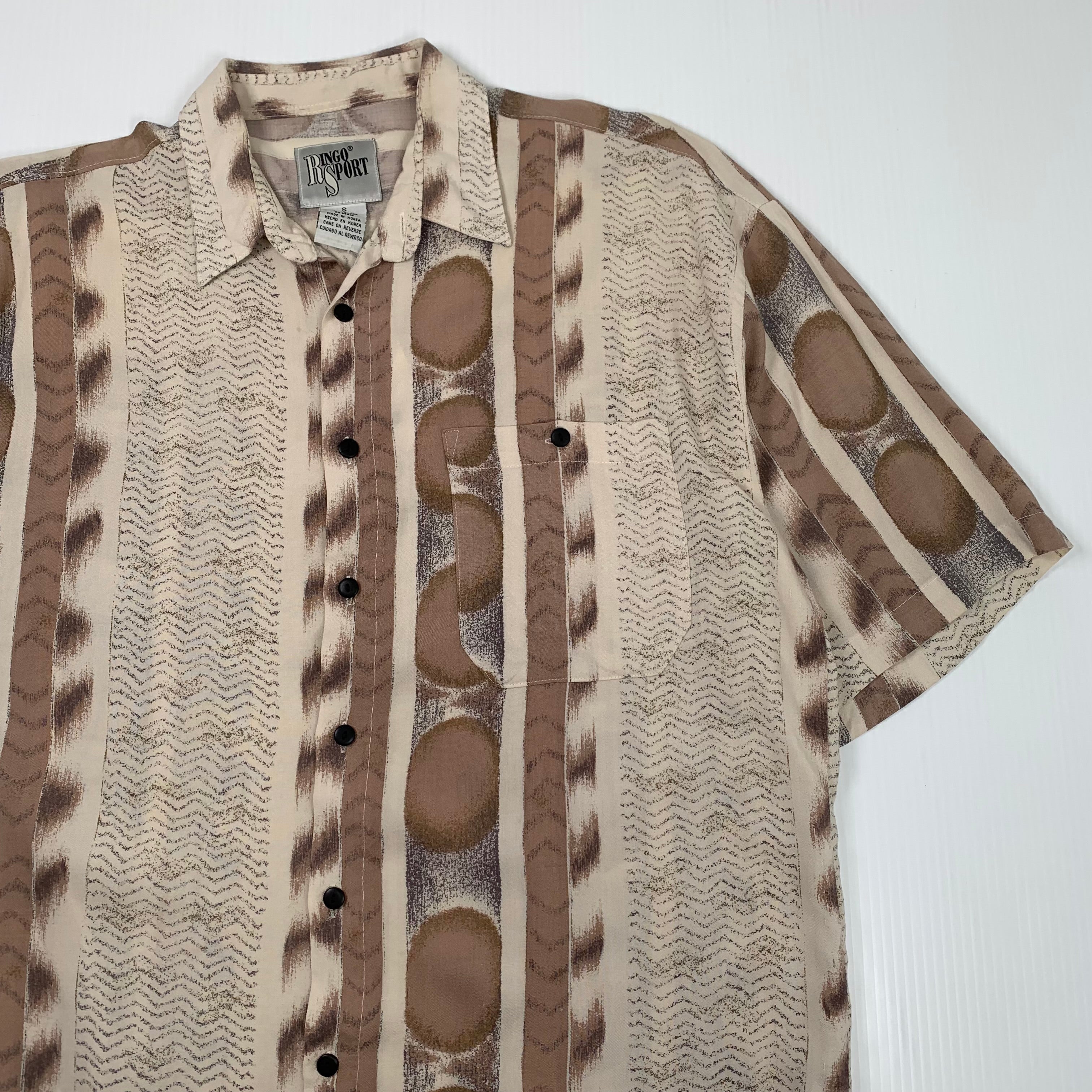 Vintage Ringo Sport Abstract Pattern Short Sleeve Button Up S