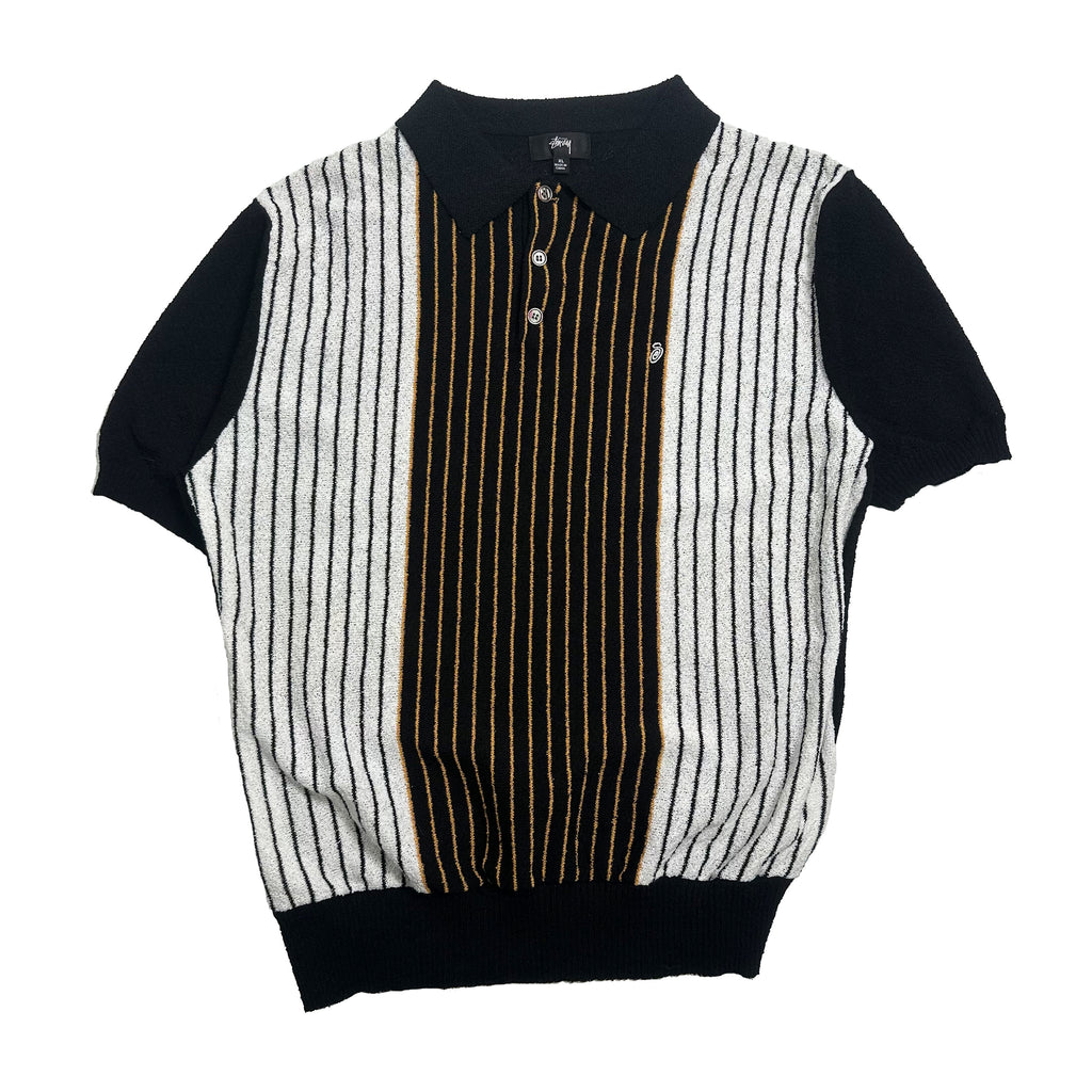 Stüssy Striped Knit Short Sleeve Button Up XL