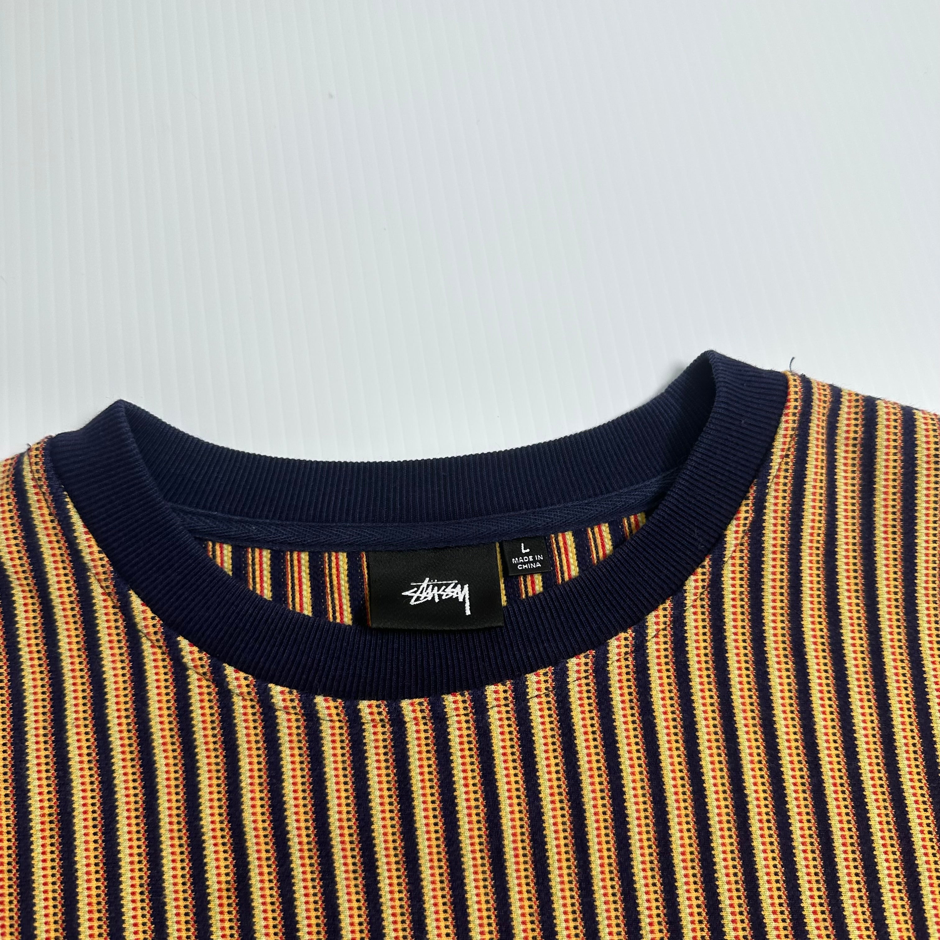 Stüssy Heavyweight Striped Crewneck L