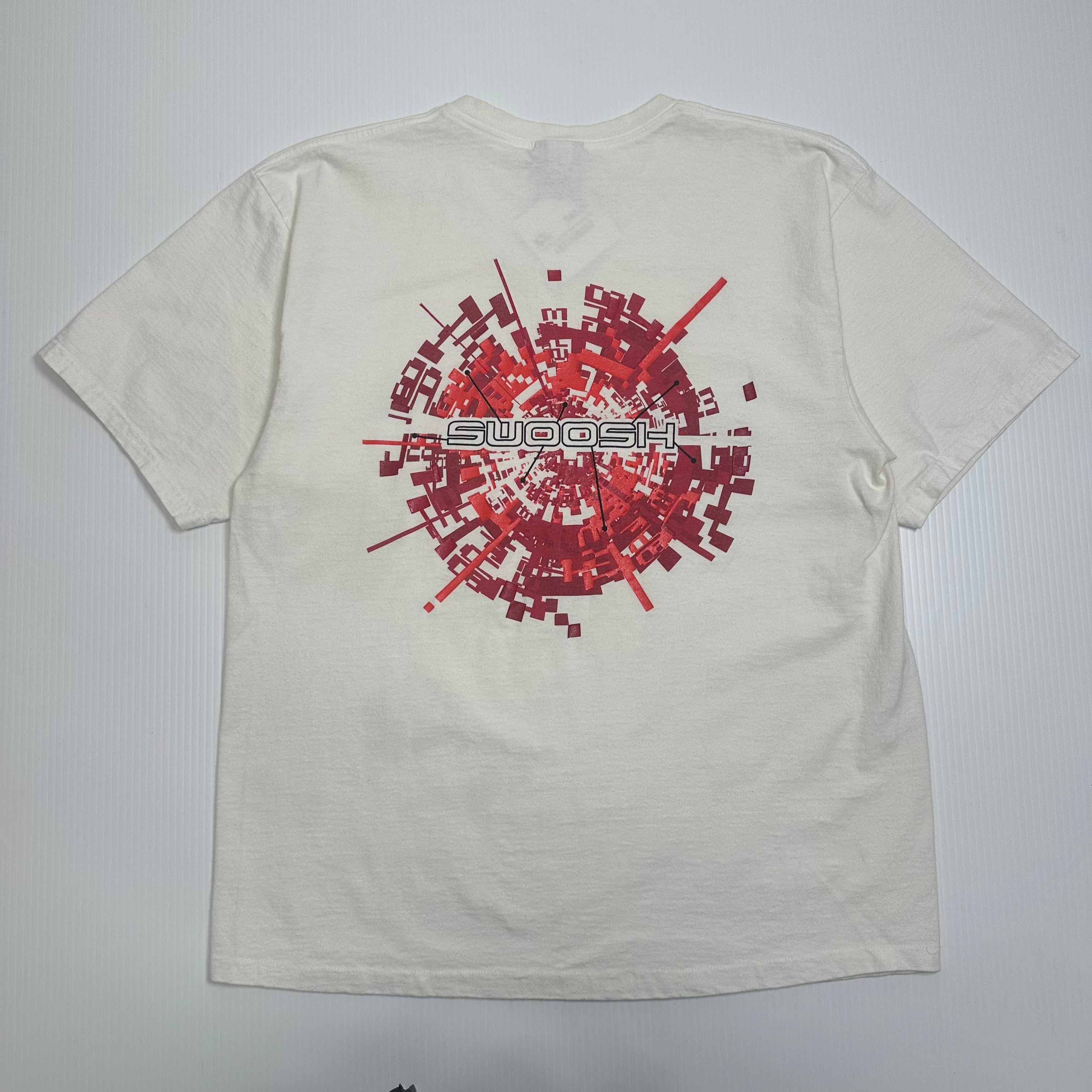 Y2K Nike Swoosh Pixel Graphic Tee L