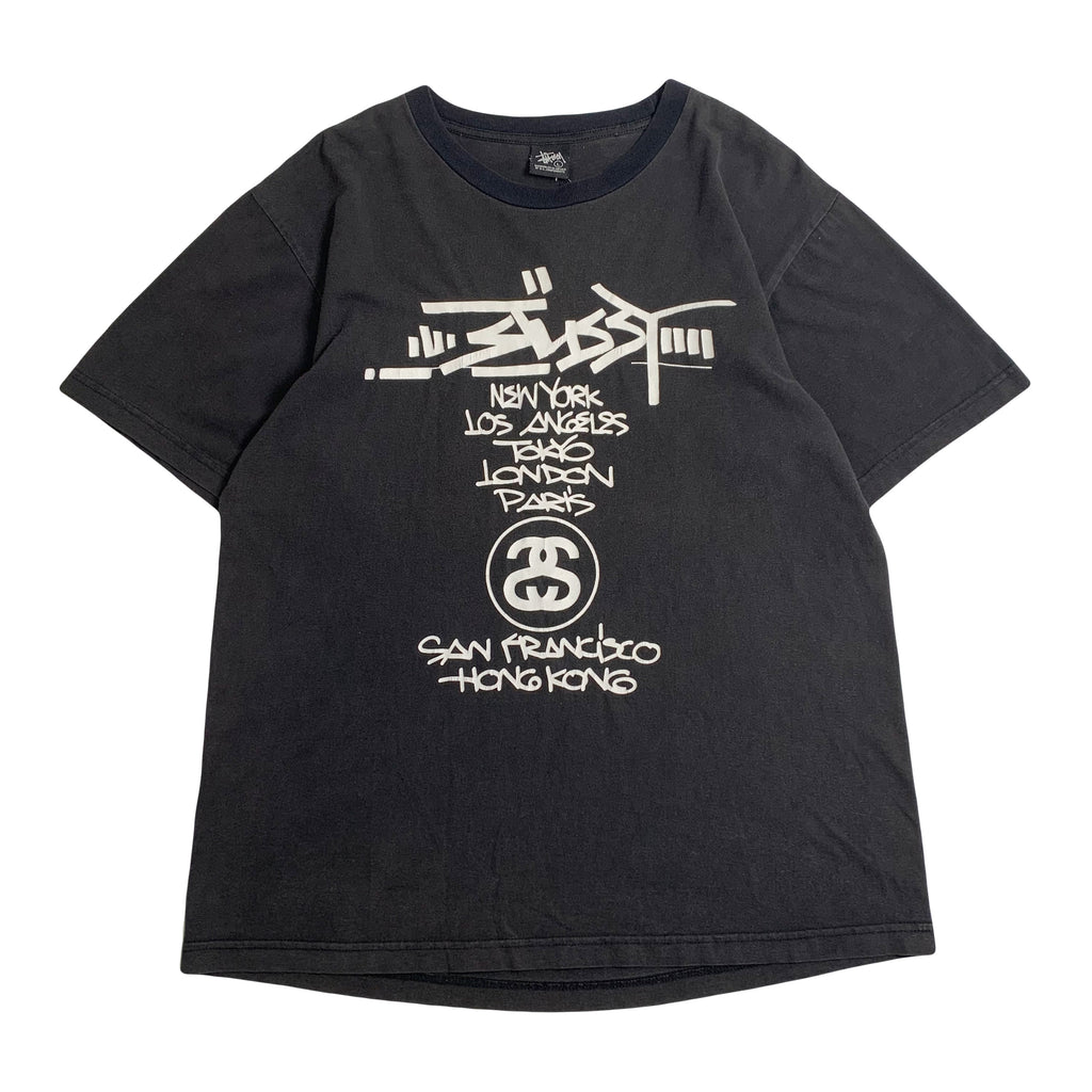 Stussy Graffiti Font Cities Graphic Tee L