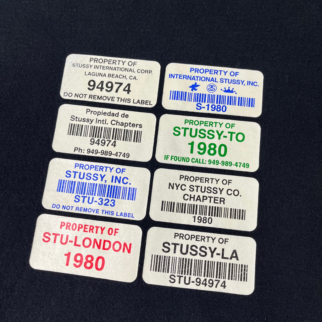 Stussy Sticker Barcodes Graphic Tee L
