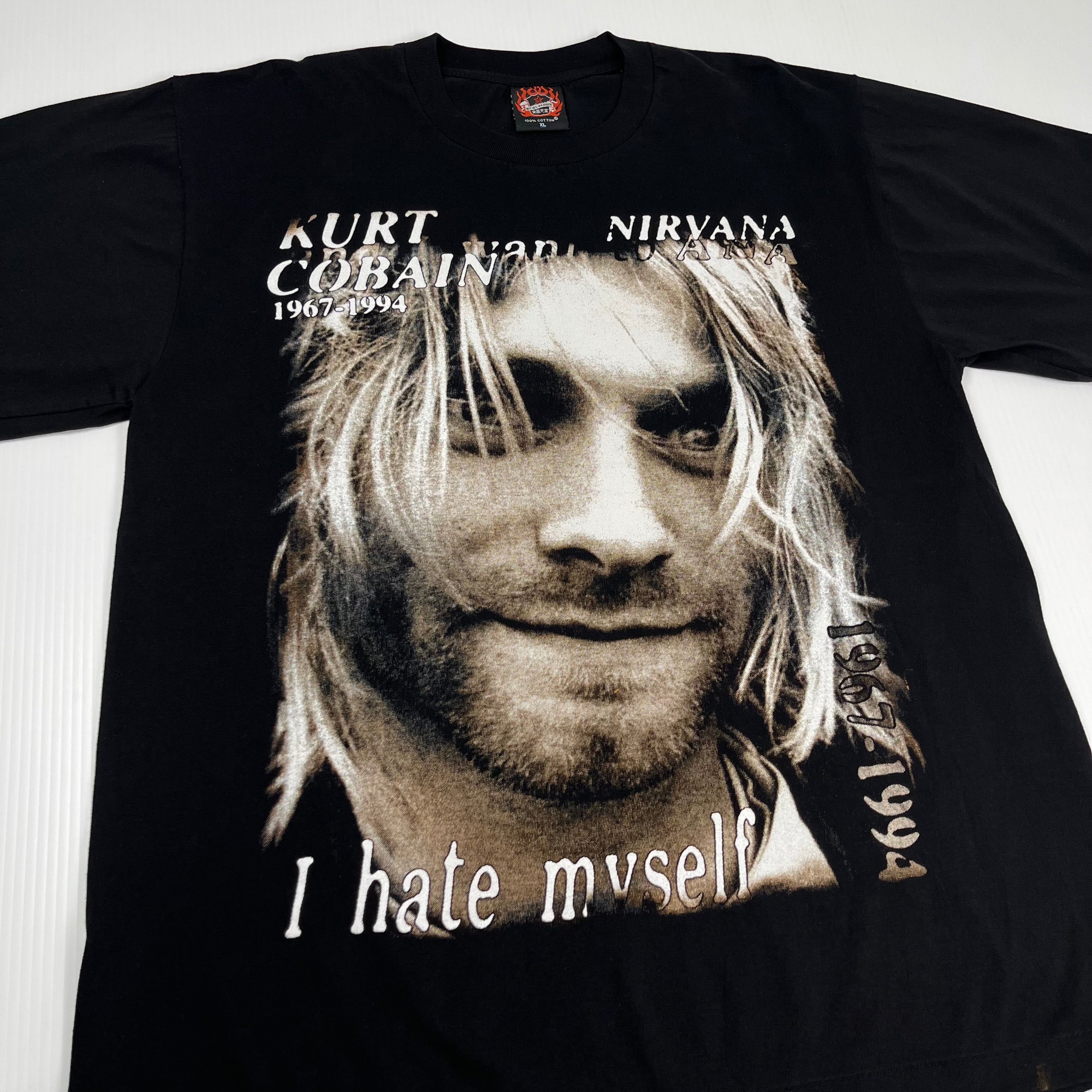 Vintage Kurt Cobain I Hate Myself Portrait Tee XL