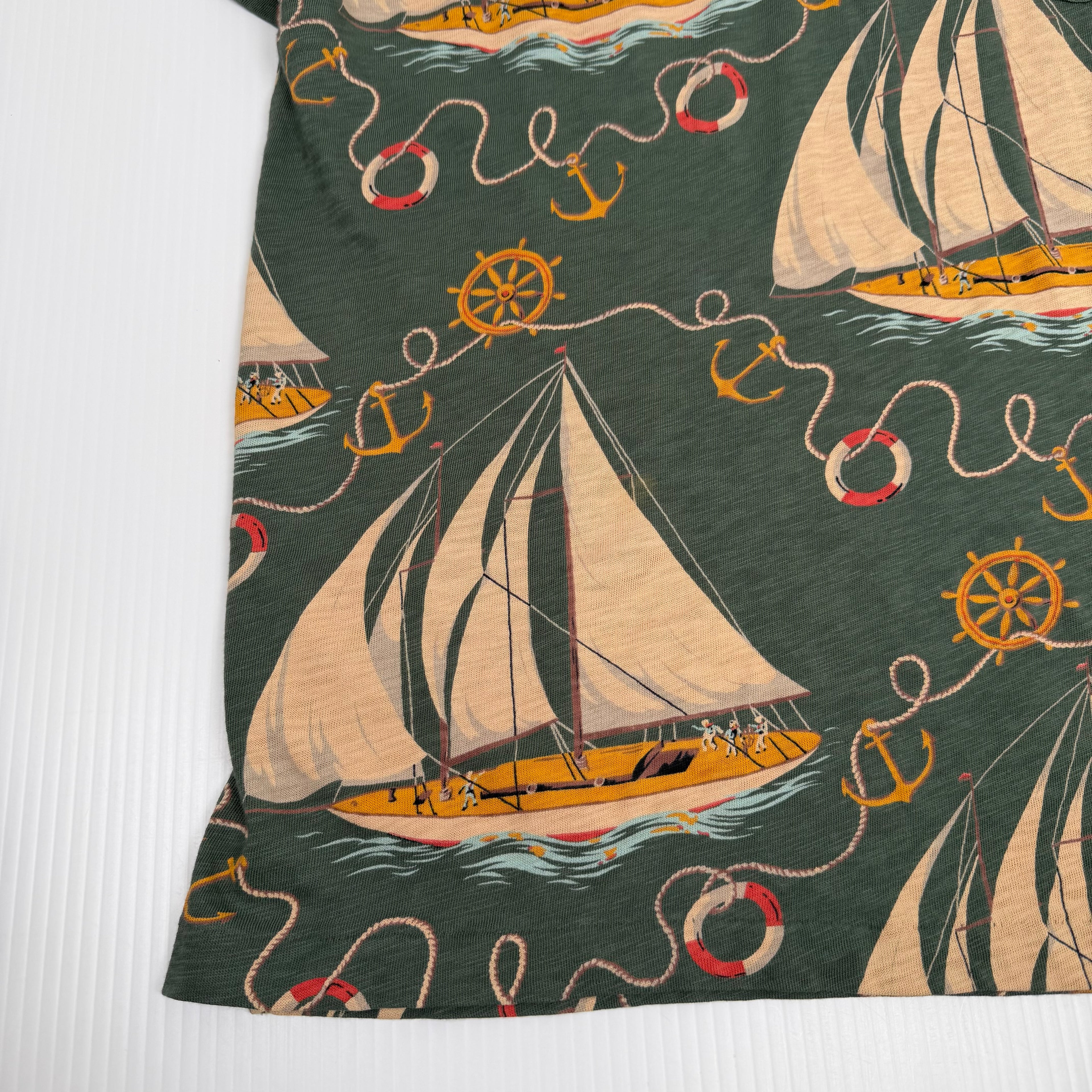 Vintage Ralph Lauren Sailing Pattern Polo Shirt Women's L