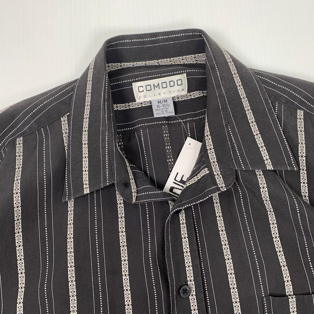 Y2K Comodo Collection Striped Short Sleeve Button Up M