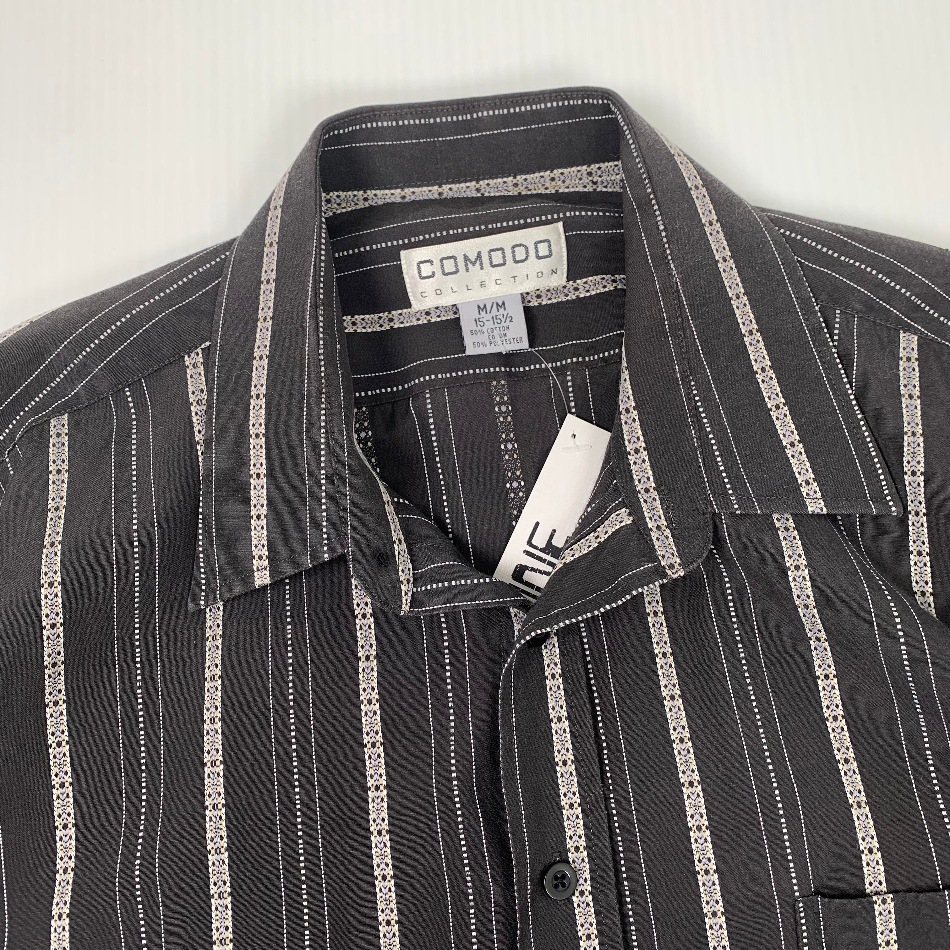 Y2K Comodo Collection Striped Short Sleeve Button Up M