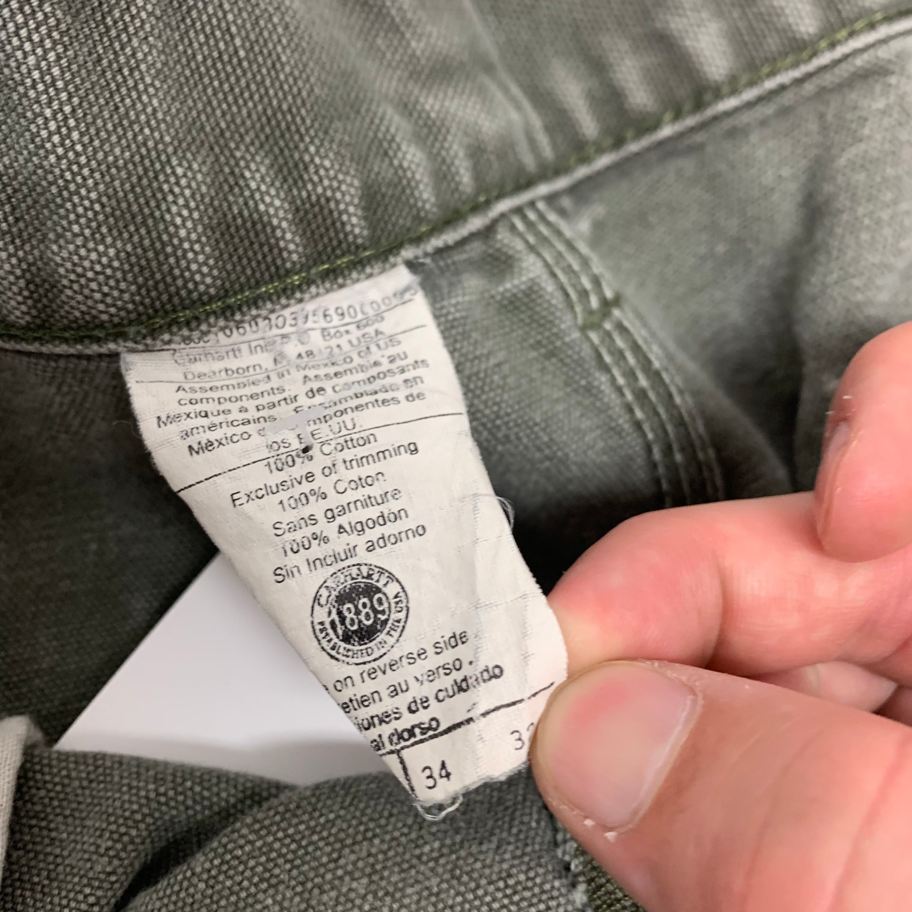 Carhartt Olive Carpenter Pants 34x32