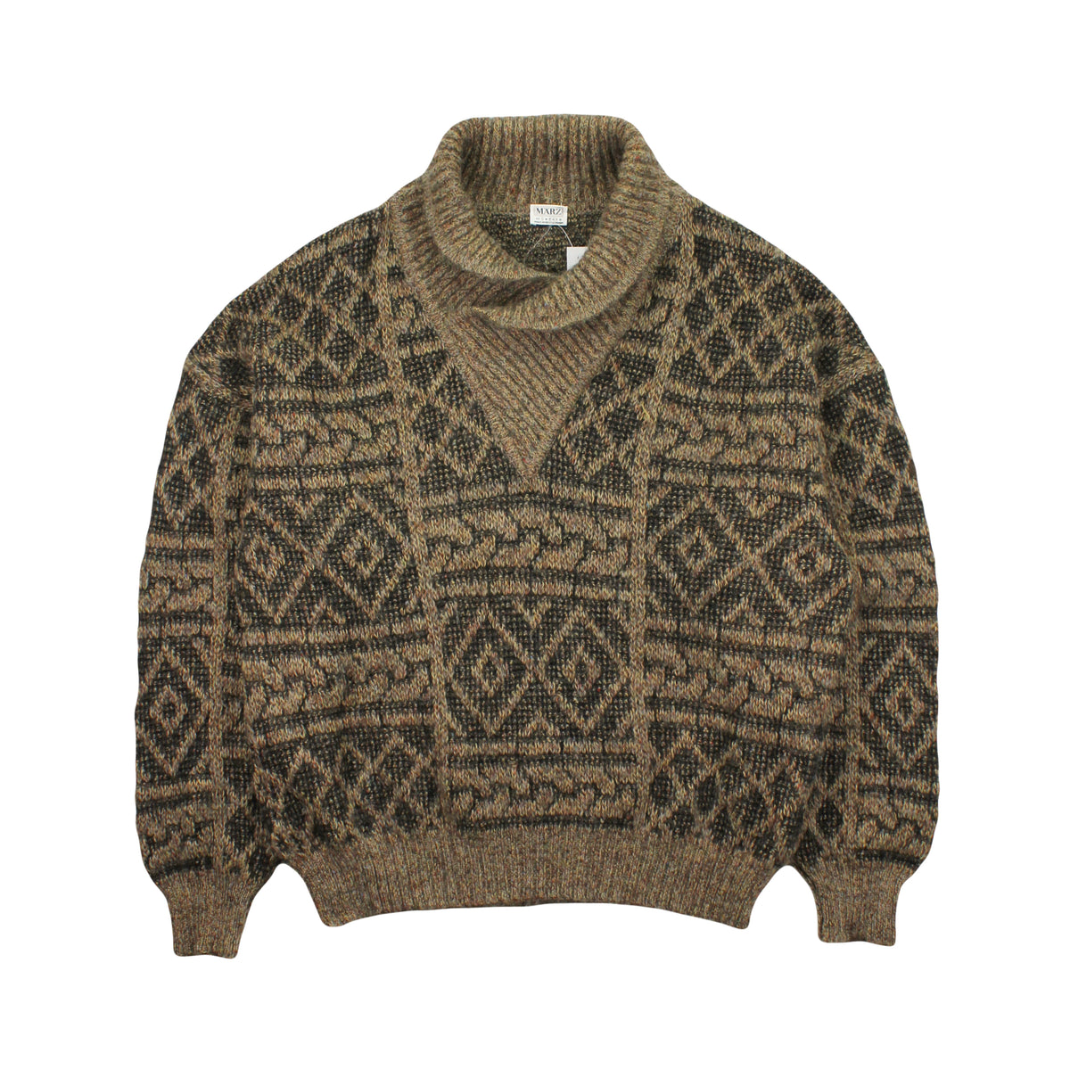 Vintage Marz Shawl Neck Pattern Knit Sweater L