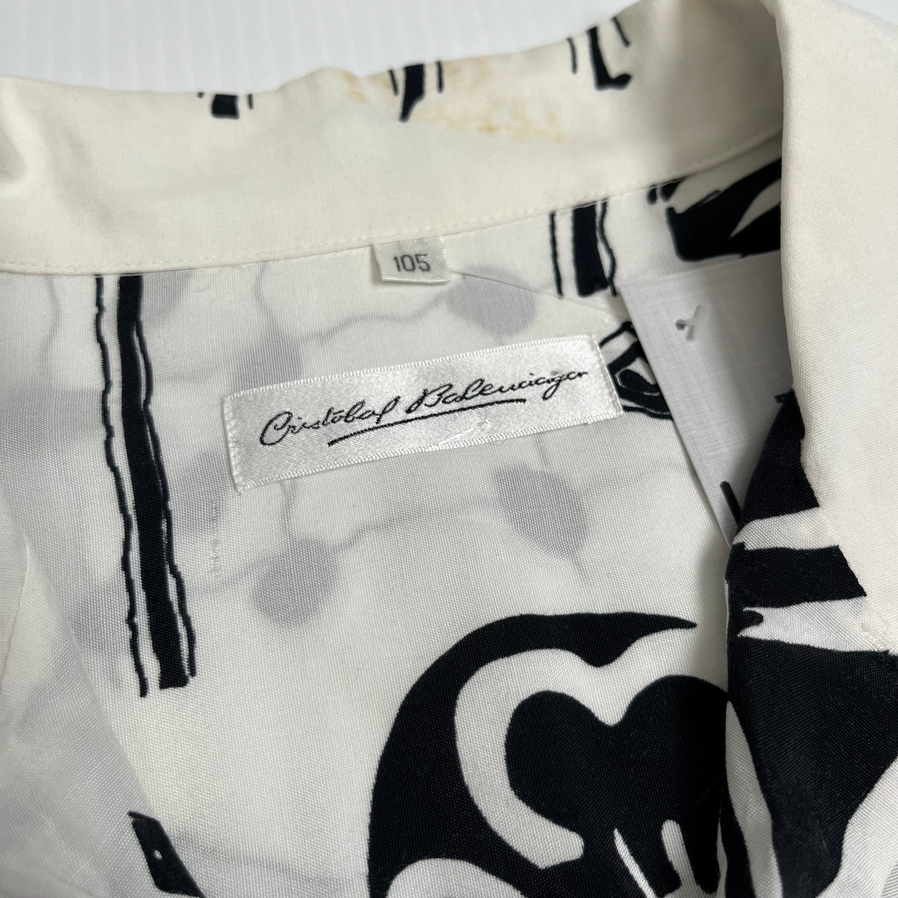 Vintage Cristobal Balenciaga Floral Short Sleeve Button Up XL