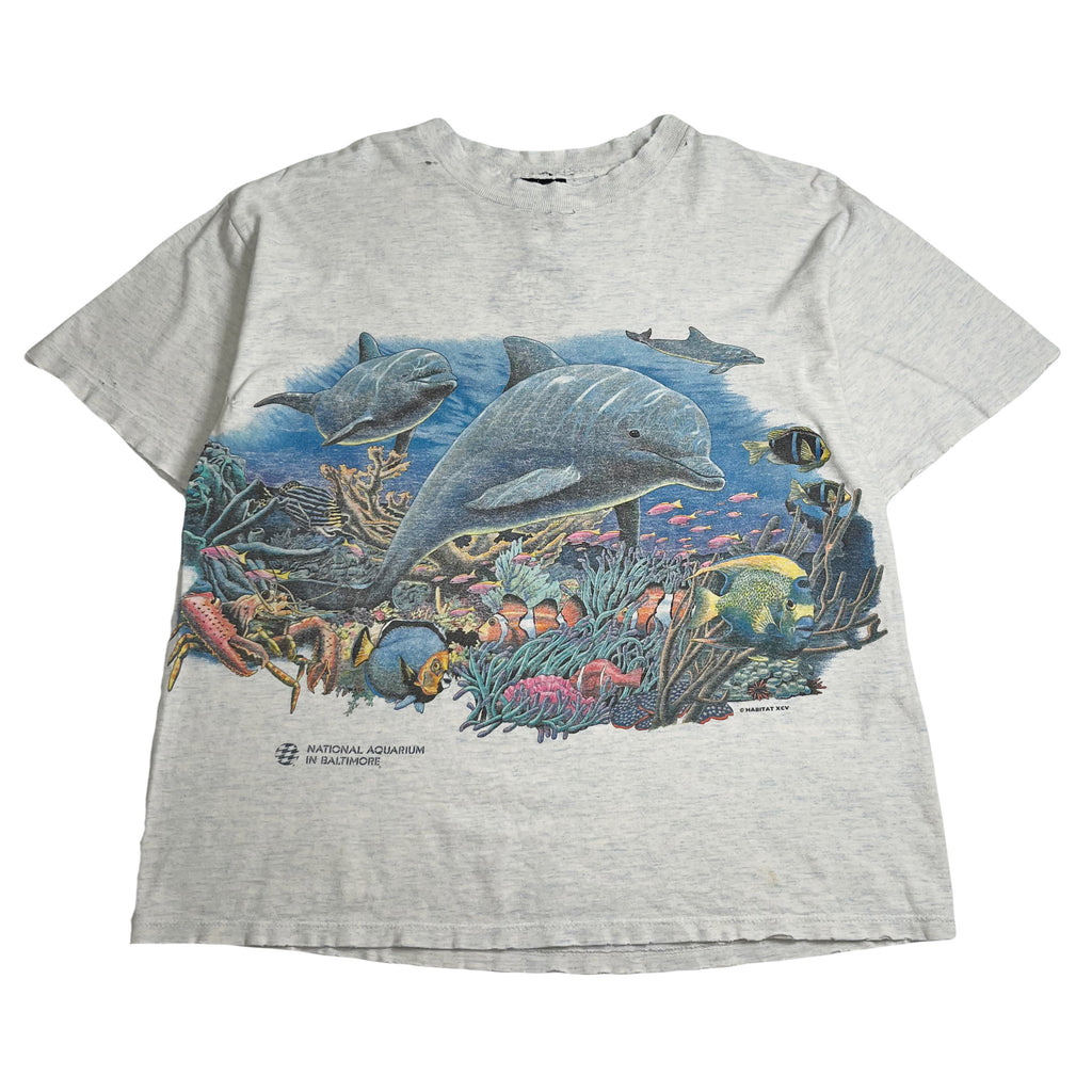 Vintage Baltimore Aquarium Dolphin Wrap Around Tee L