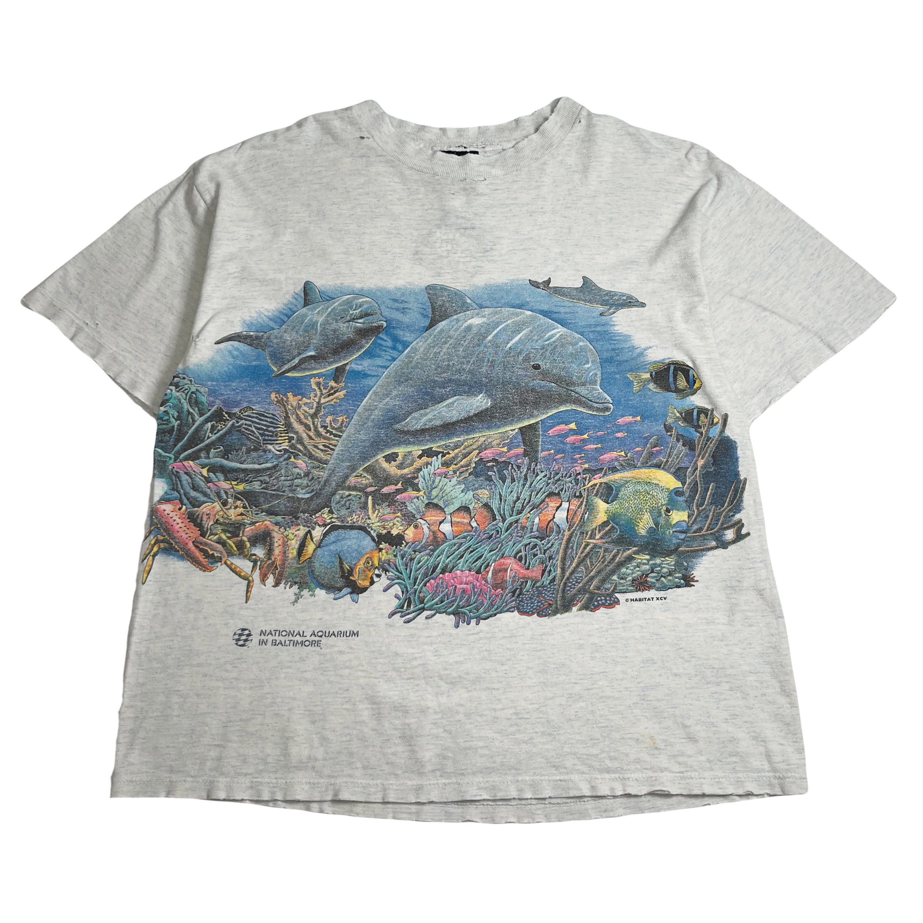 Vintage Baltimore Aquarium Dolphin Wrap Around Tee L