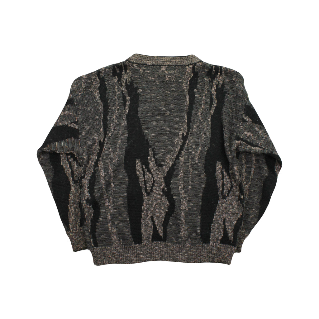 Vintage City Streets Pattern Knit Sweater L