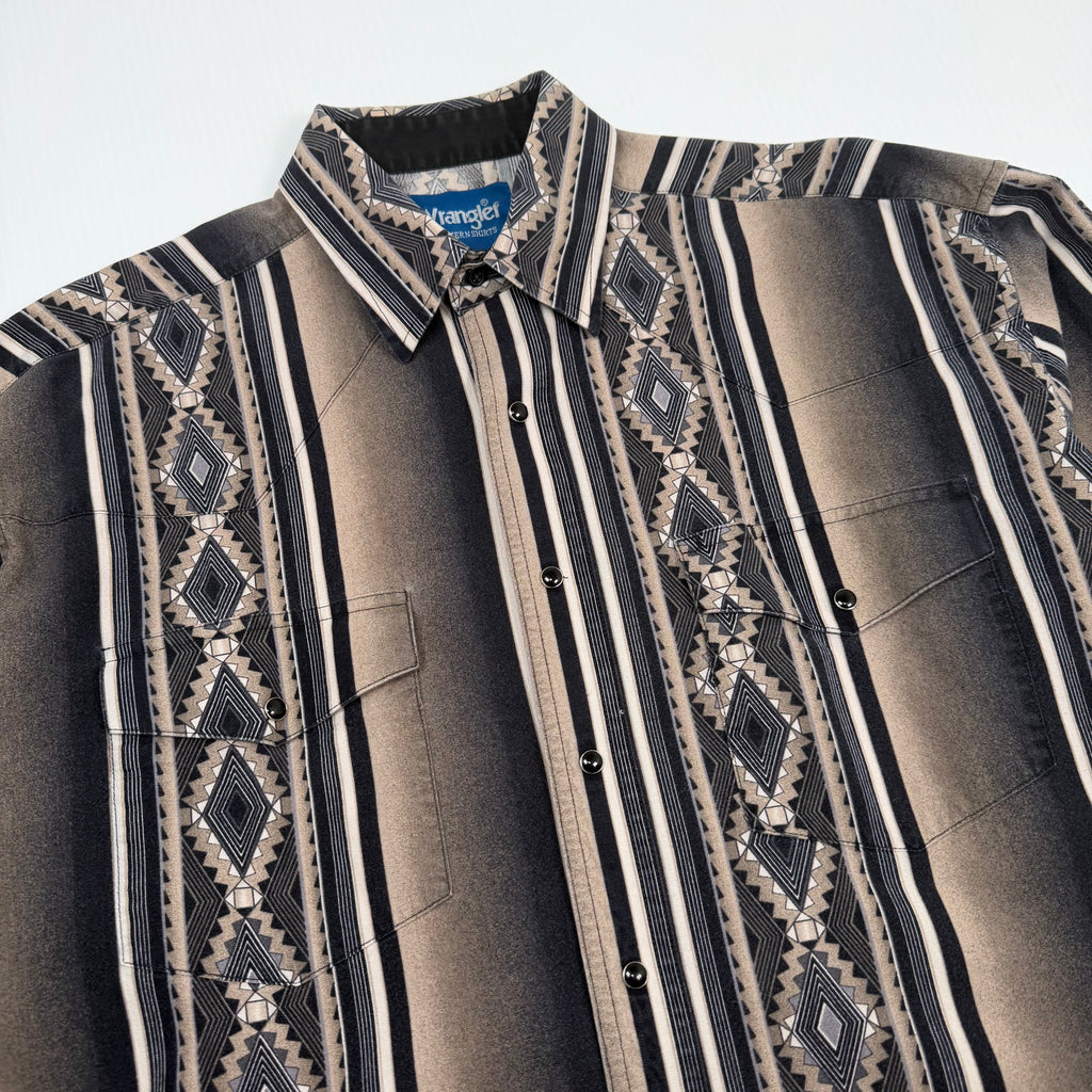 Vintage Wrangler Pattern Western Button Up Shirt XL