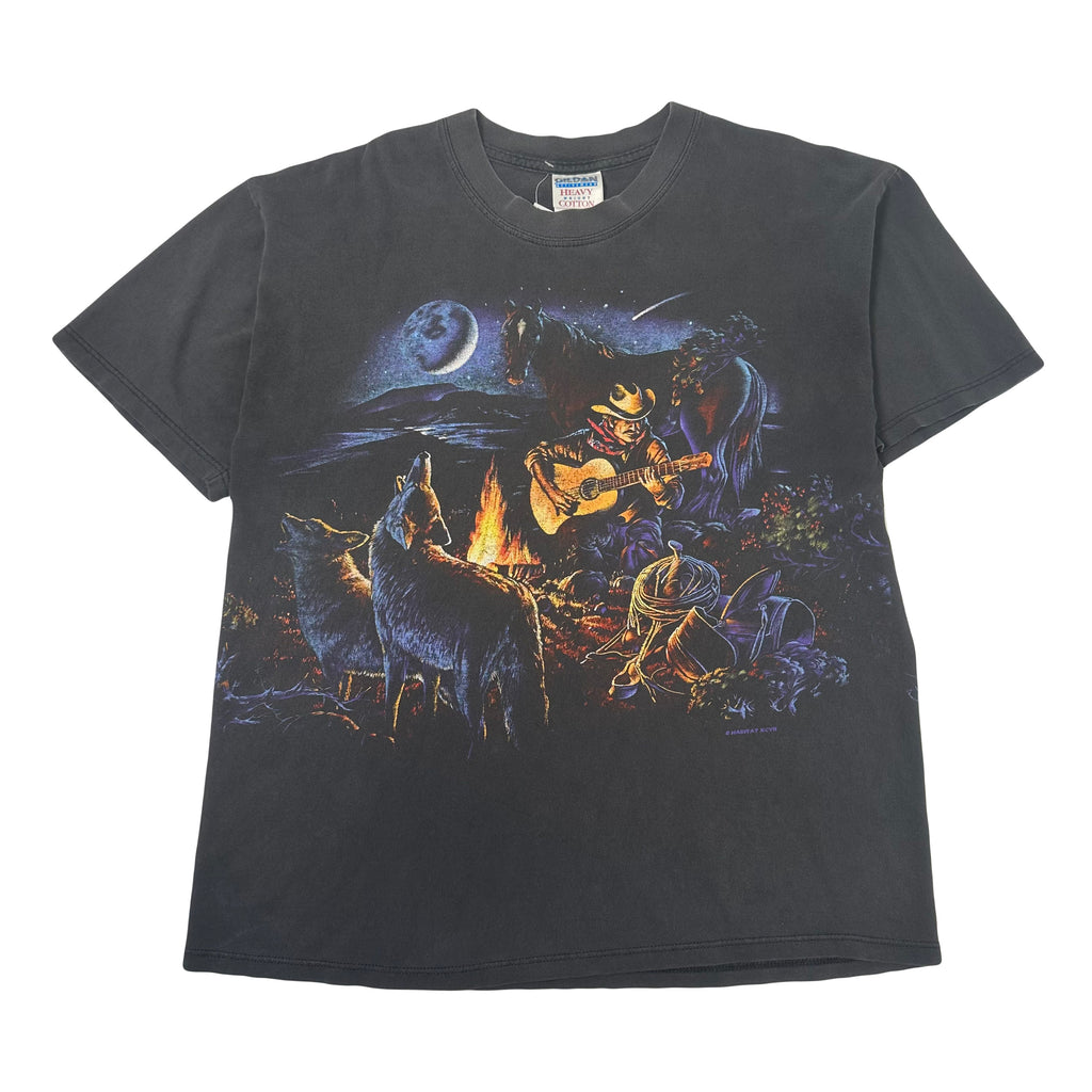Vintage Western Cowboy Campfire Tee L