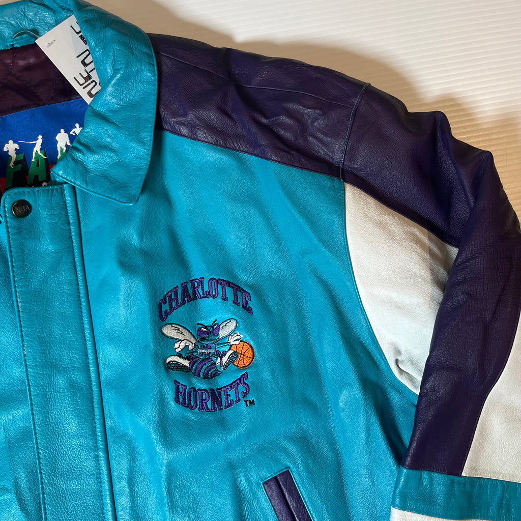 Vintage Fans Choice Charlotte Hornets Leather Jacket XL