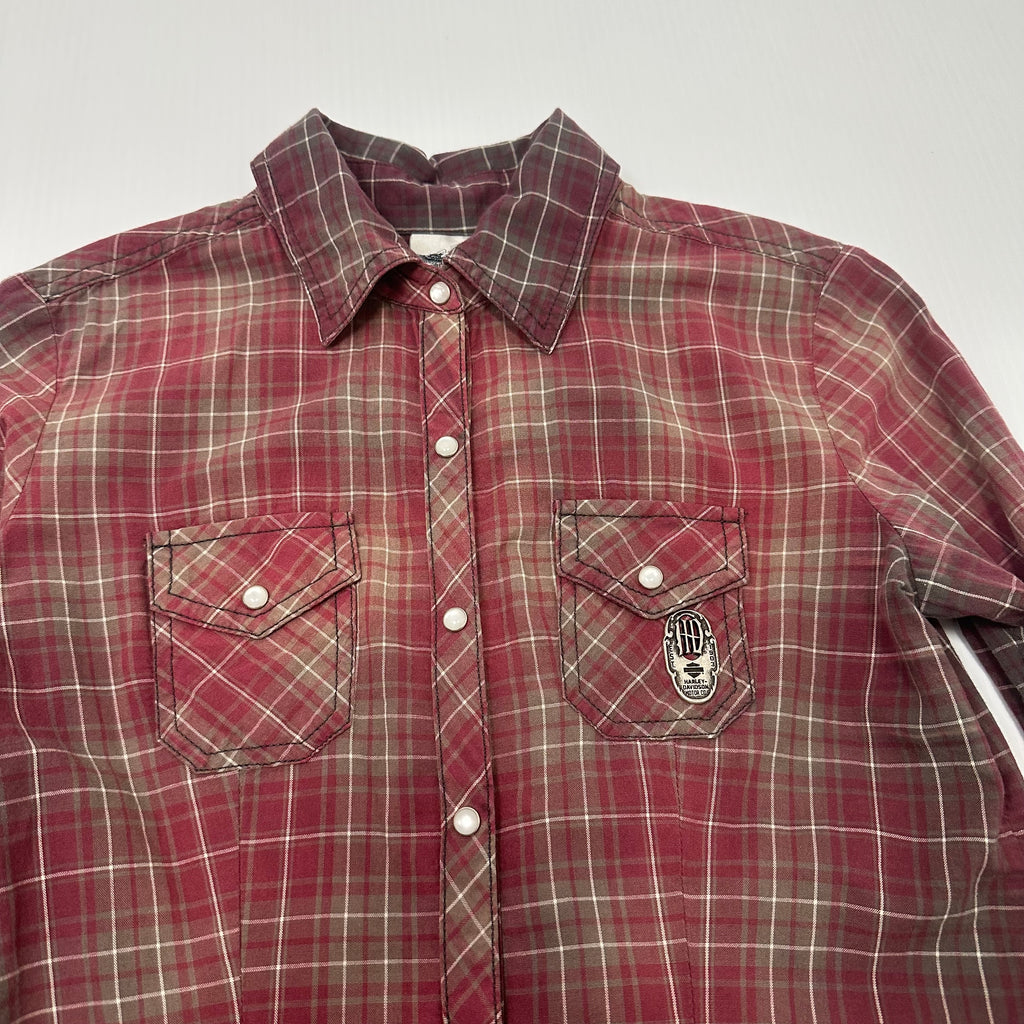 Harley Davidson Plaid Button Up Shirt Women's XS