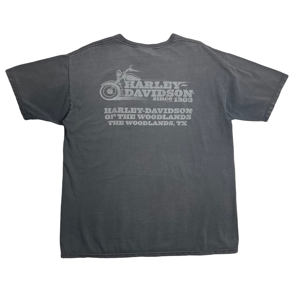 Harley Davidson Woodlands Texas Faded Graphic Tee L