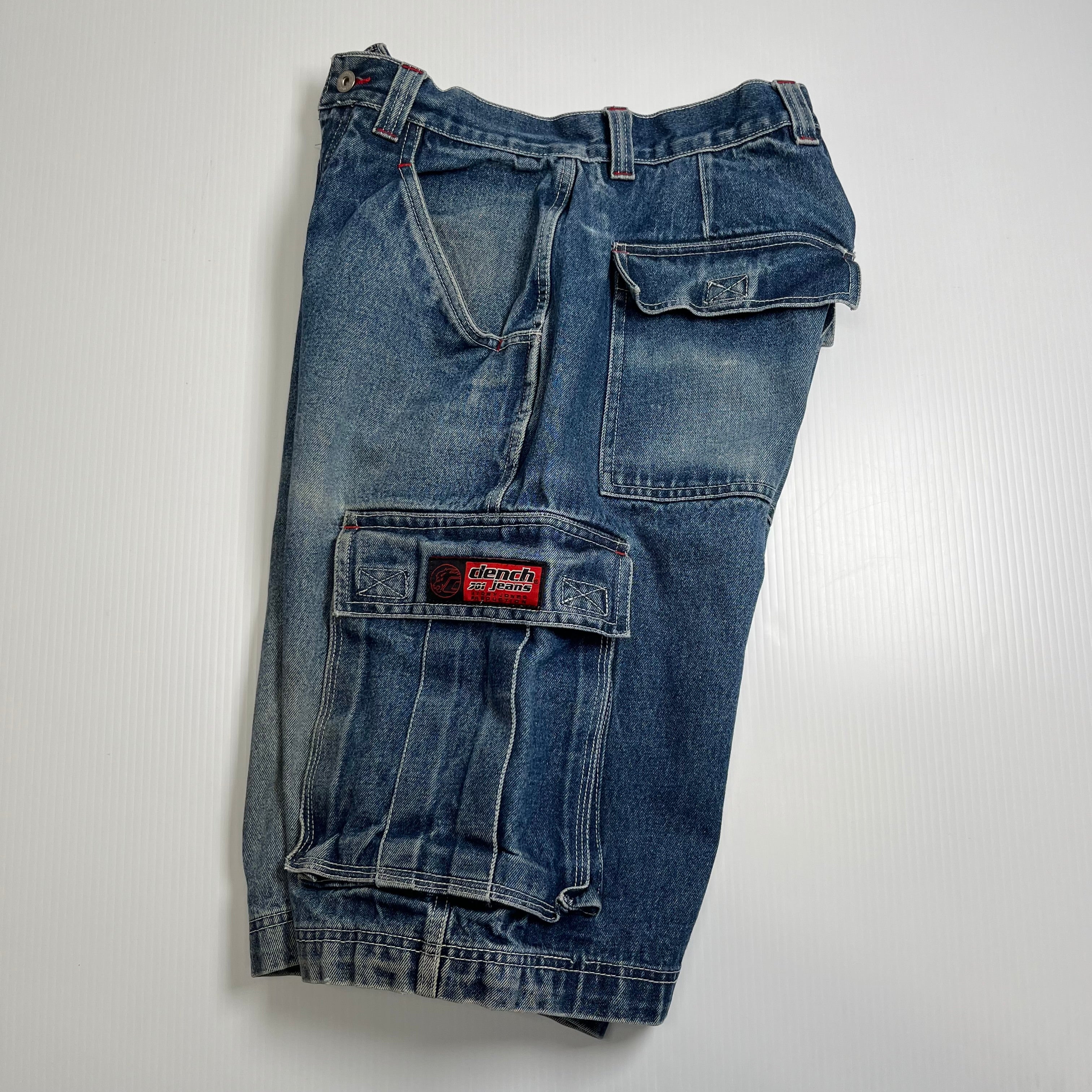 Clench Jeans Baggy Cargo Denim Shorts 32