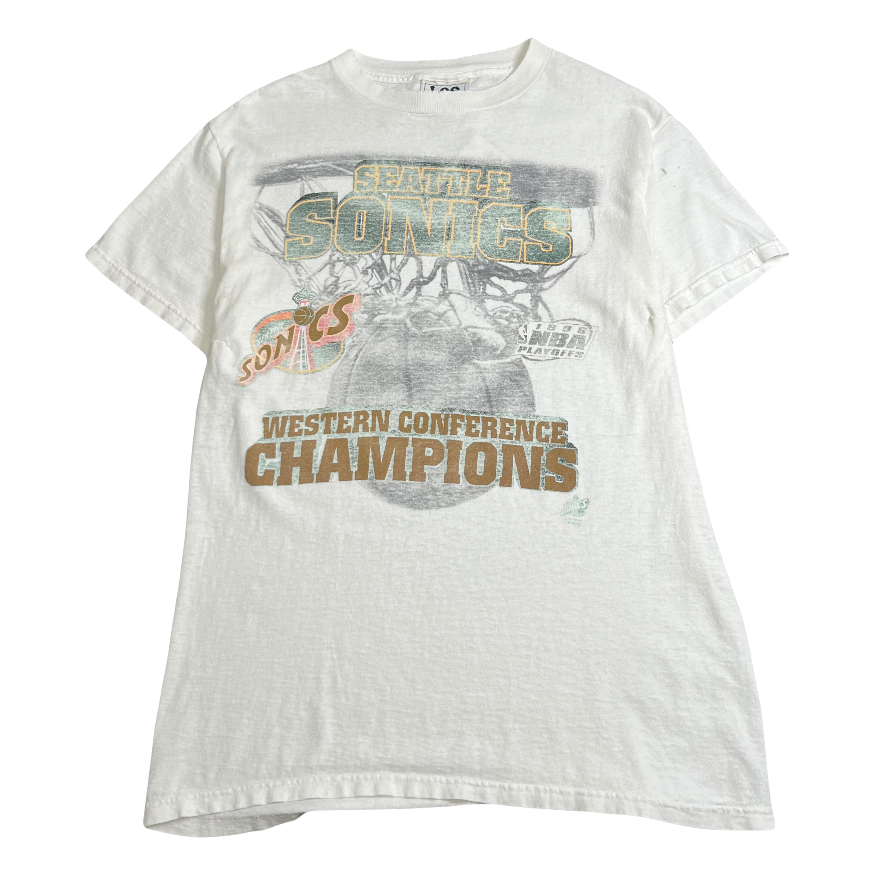 1996 Distressed Seattle Sonics NBA Playoffs Tee XL