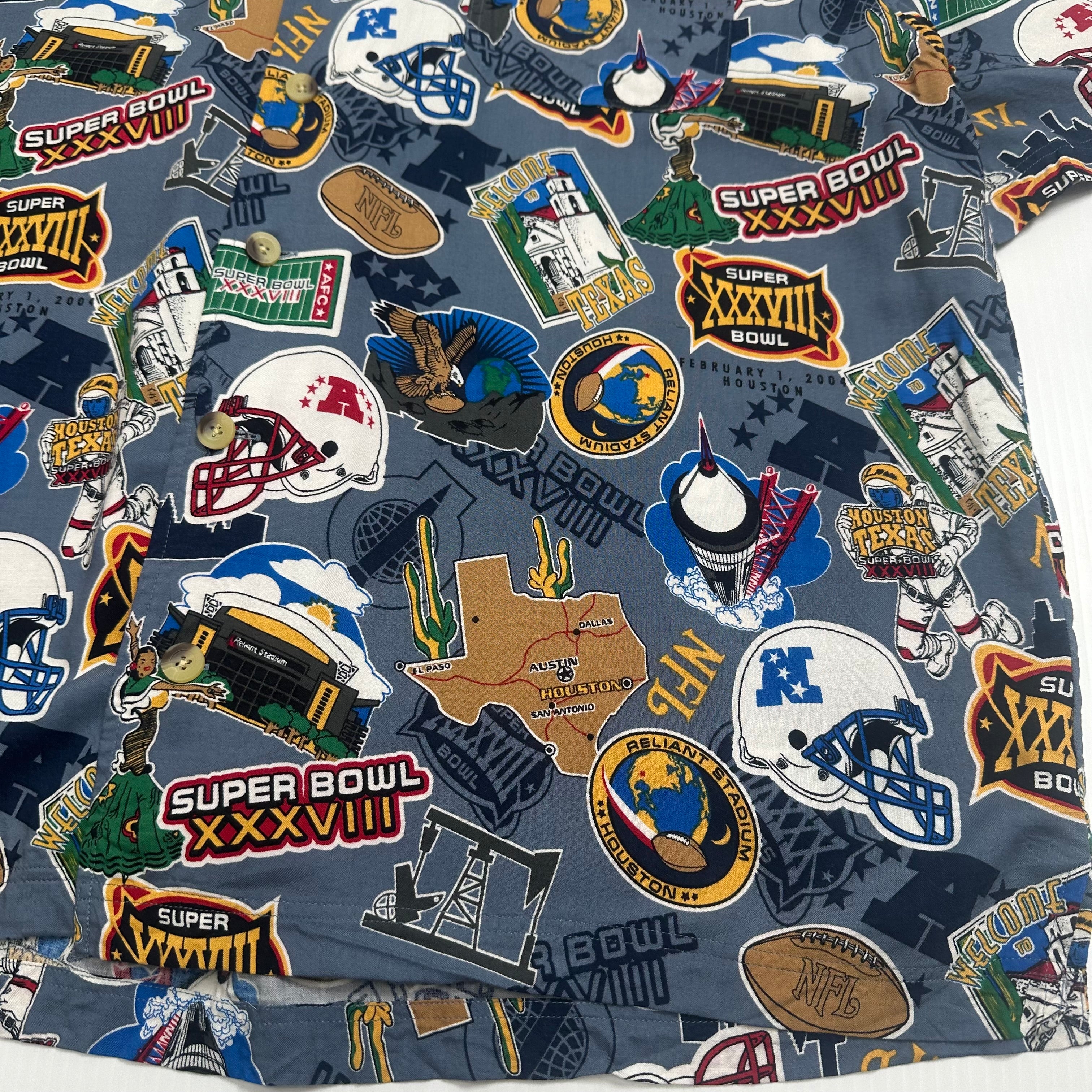 2003 NFL Super Bowl AOP Short Sleeve Button Up Shirt XXL