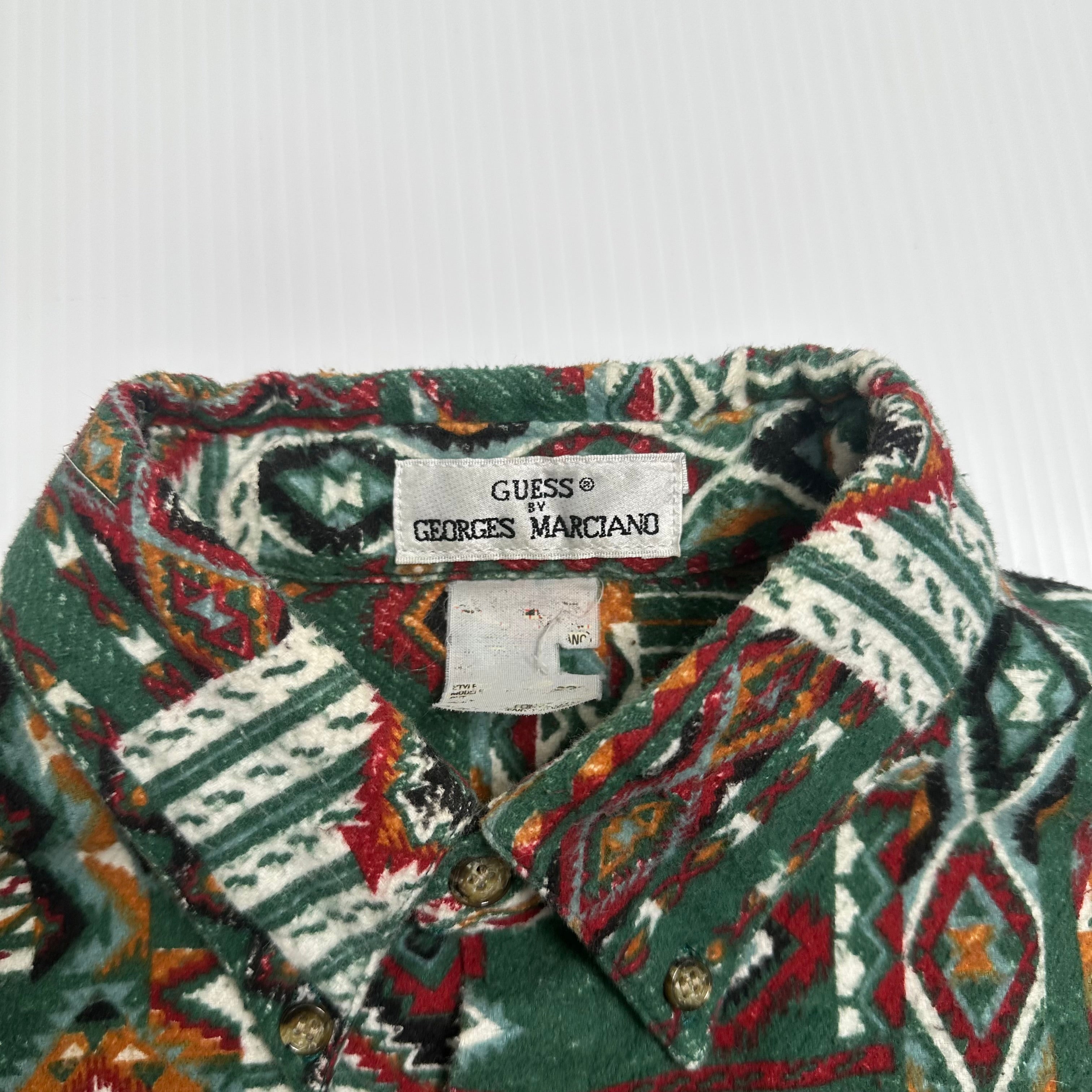 Vintage Guess Georges Marciano Abstract Pattern Button-Up Shirt XL