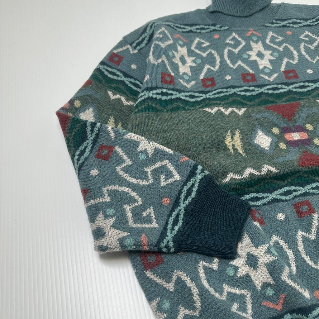 Vintage South Coast Pattern Knit Turtleneck Sweater XL