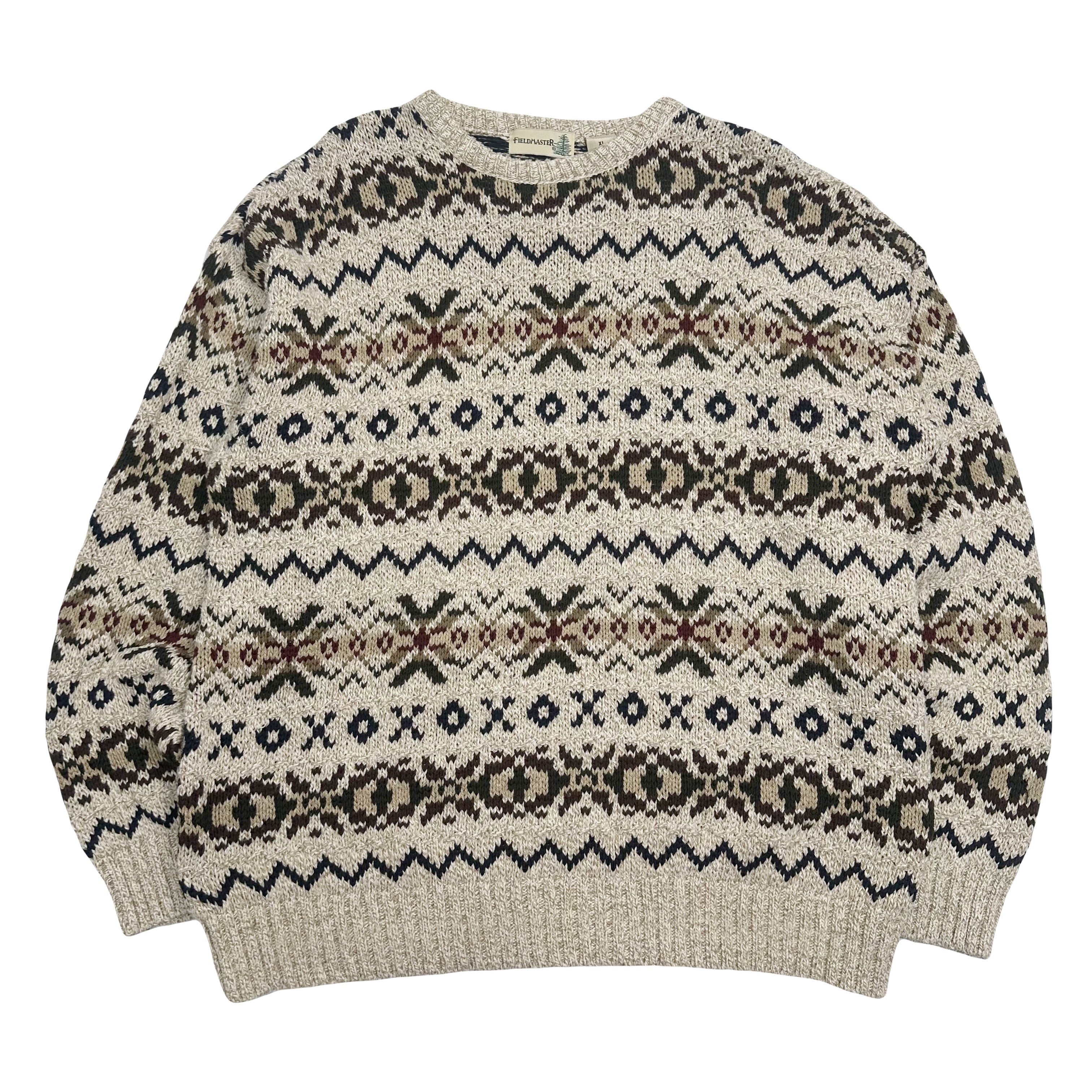 Vintage Fieldmaster Patterned Knit Sweater XL