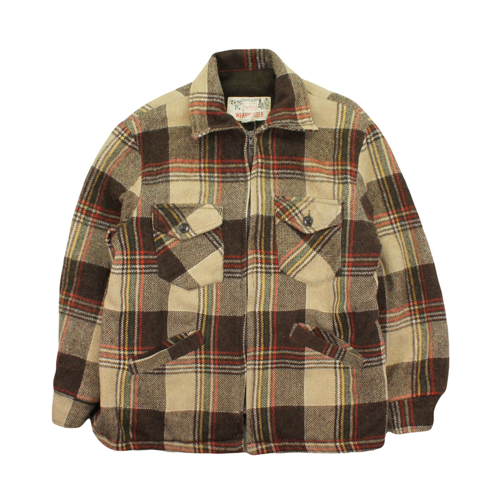 Vintage Sears Wearmaster Sherpa Lined Wool Plaid Jacket L