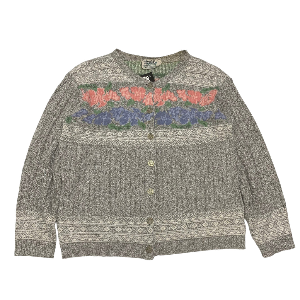 Northern Reflections Floral Knit Button Up M
