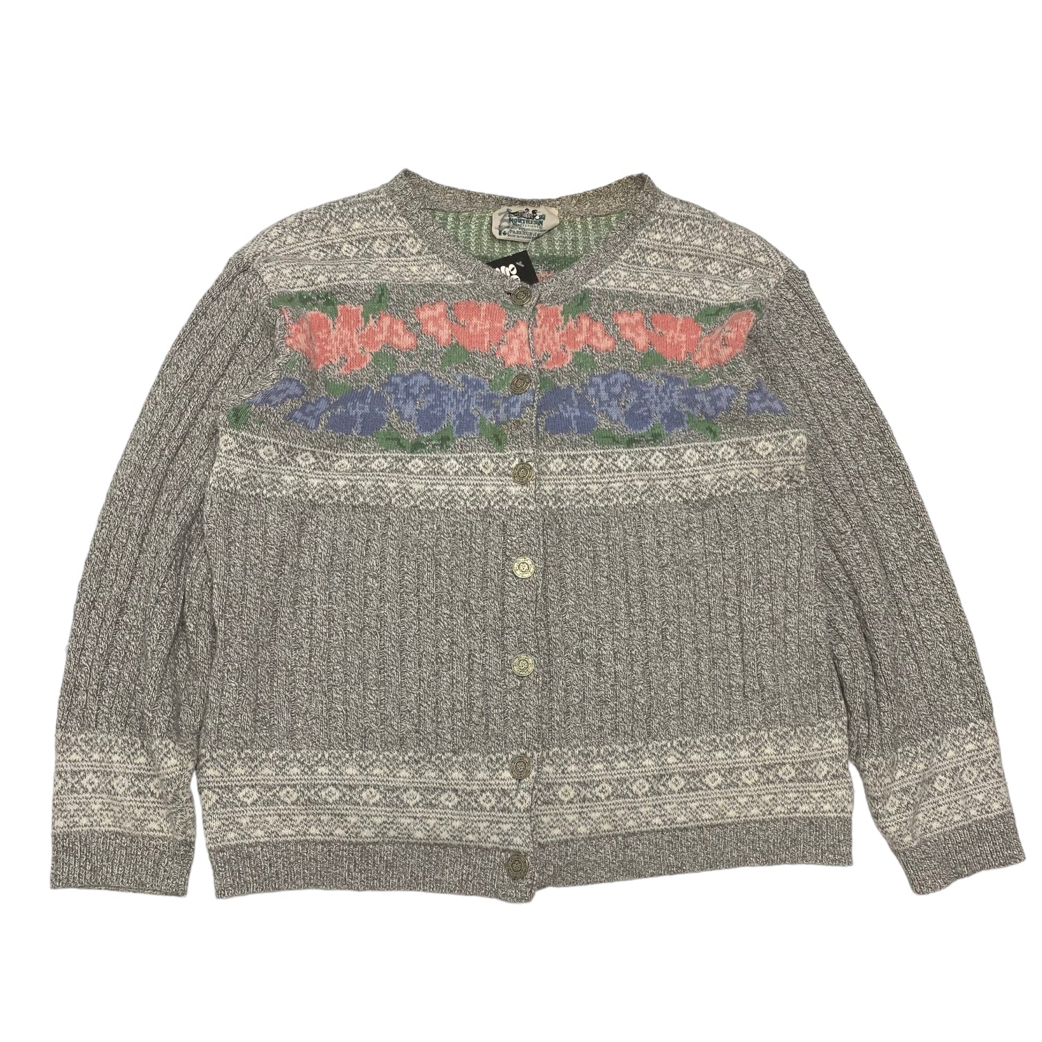 Northern Reflections Floral Knit Button Up M
