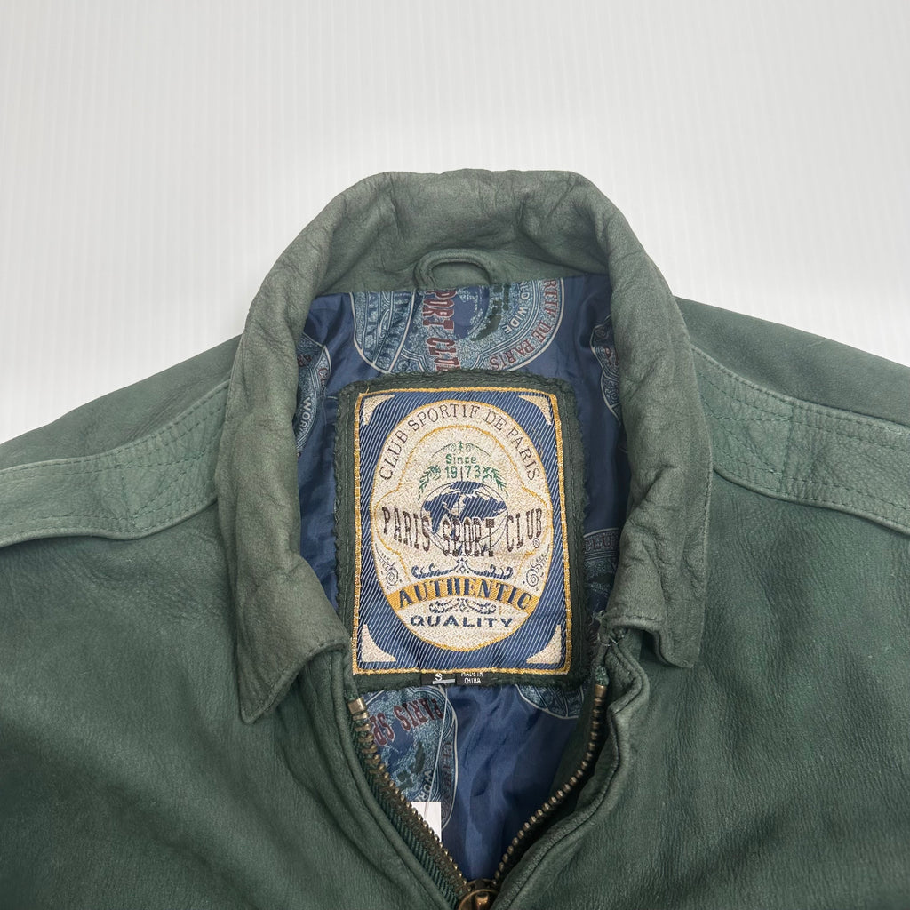 Vintage Paris Sport Club Leather Bomber Jacket S