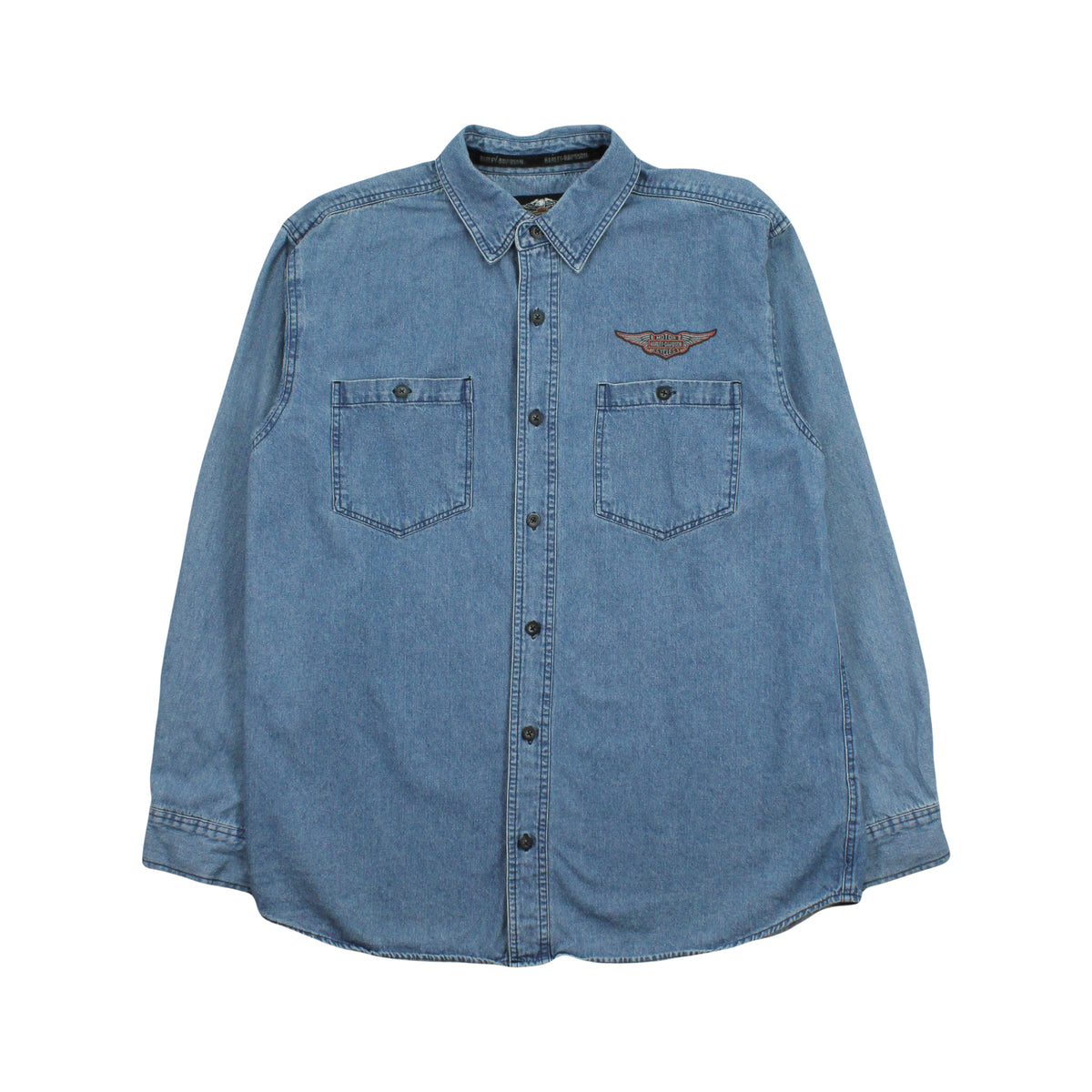 Harley Davidson Denim Button Up Shirt L