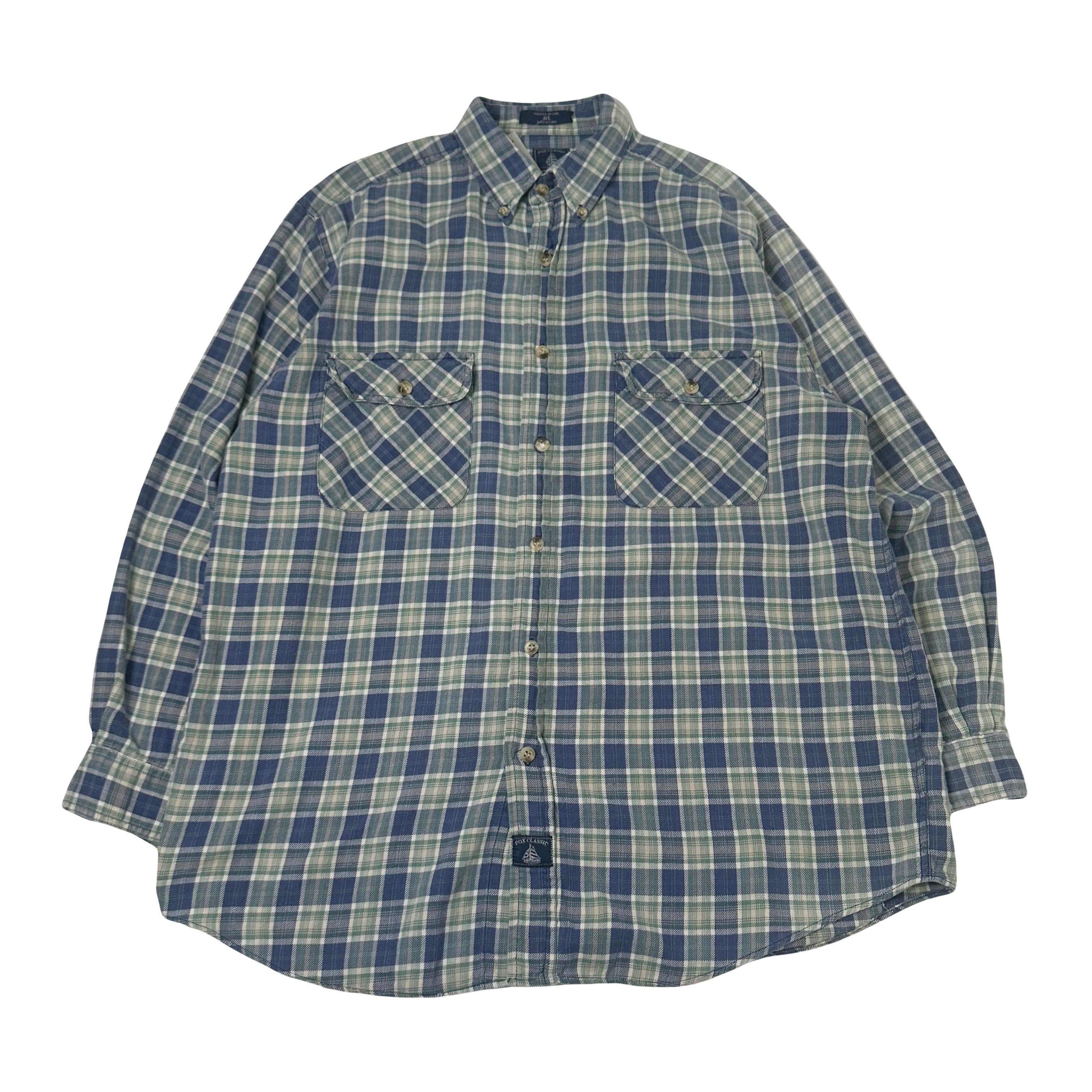 Vintage Fox Classic Plaid Button Up Shirt L