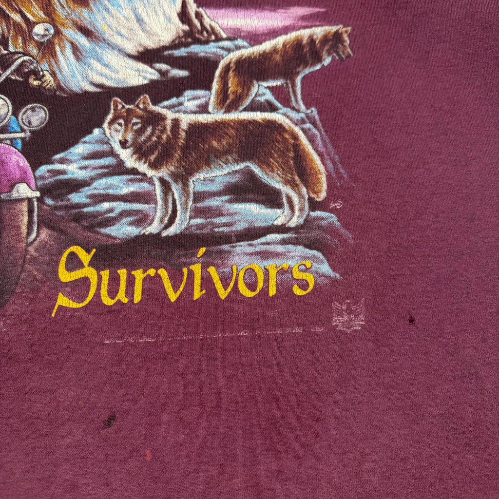 90s 3D Emblem Survivors Portland Oregon Wolf Tee XL