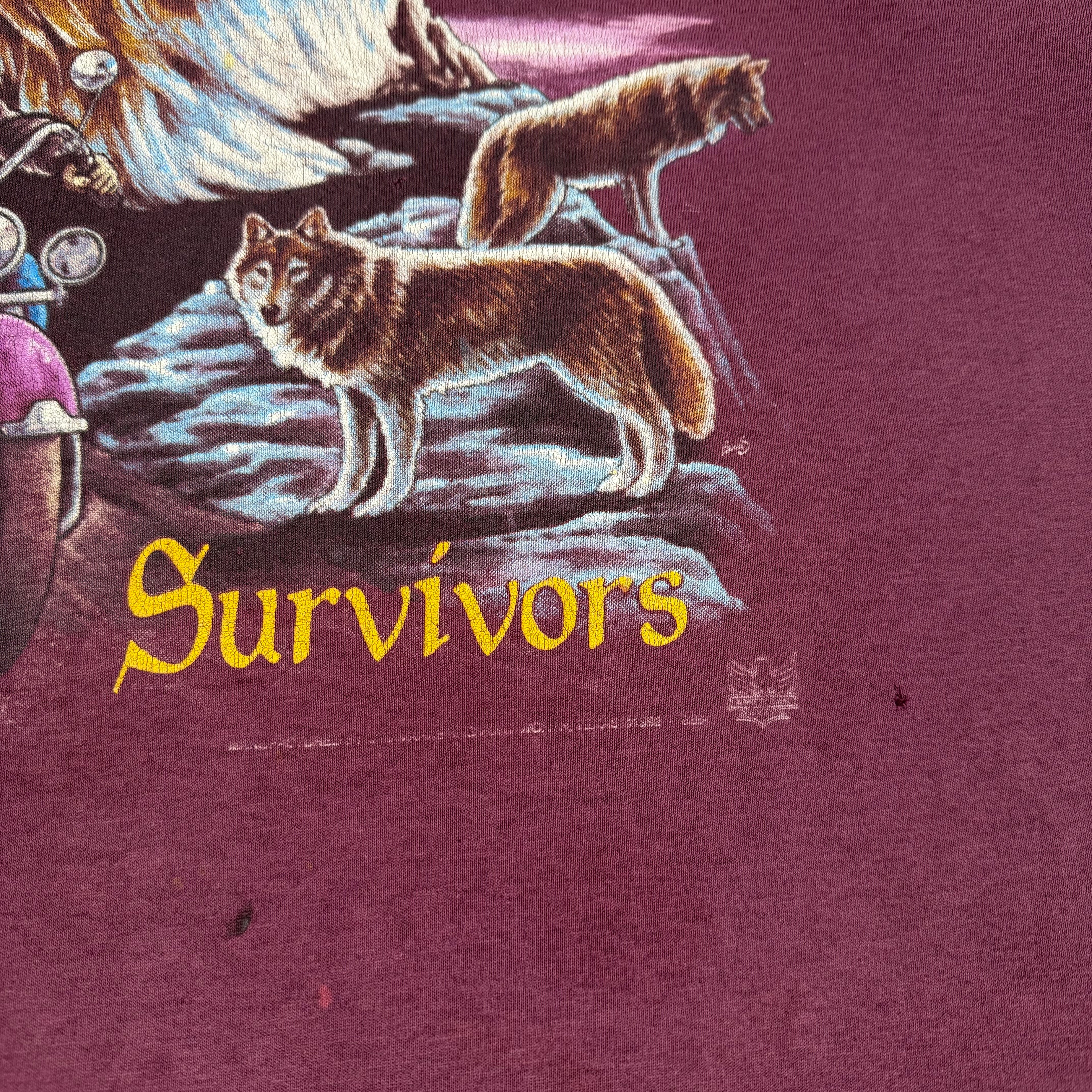 90s 3D Emblem Survivors Portland Oregon Wolf Tee XL