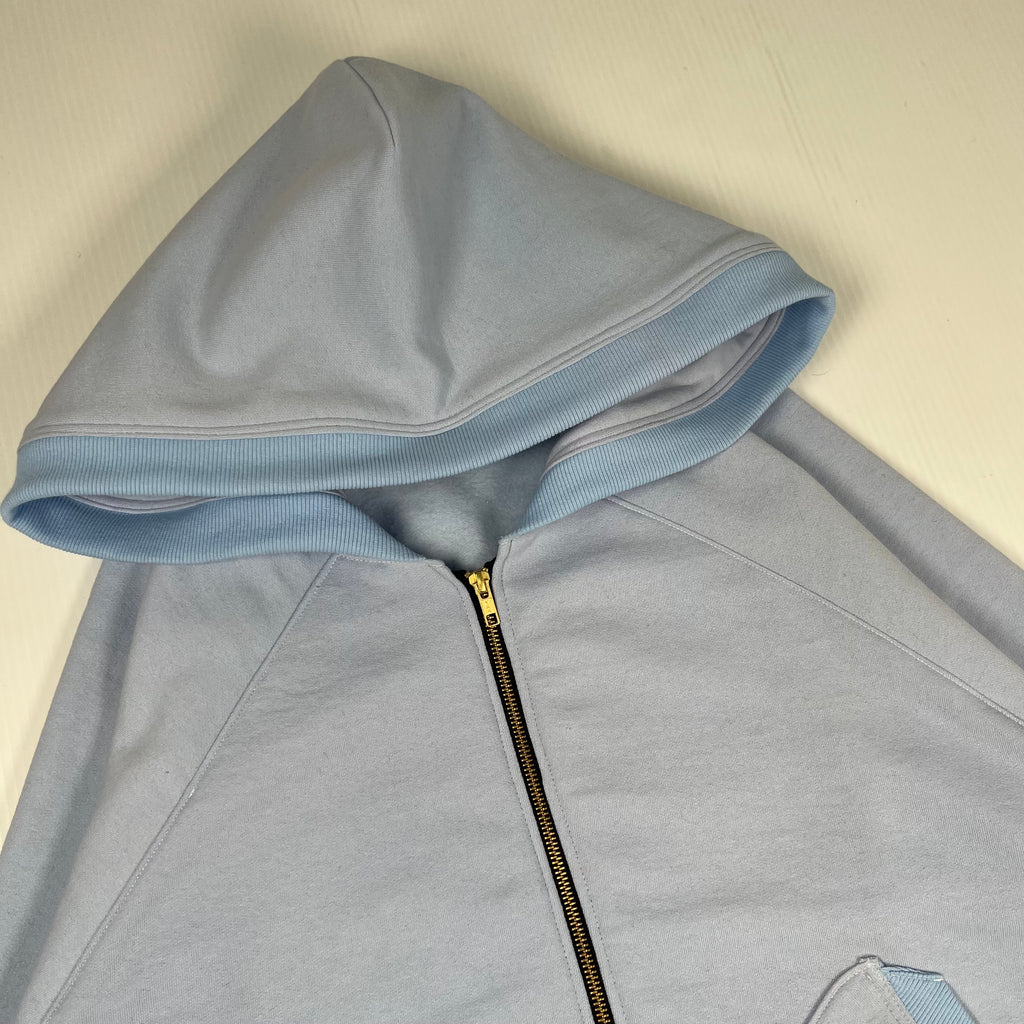 Rework Baby Blue Double Zip Hoodie L