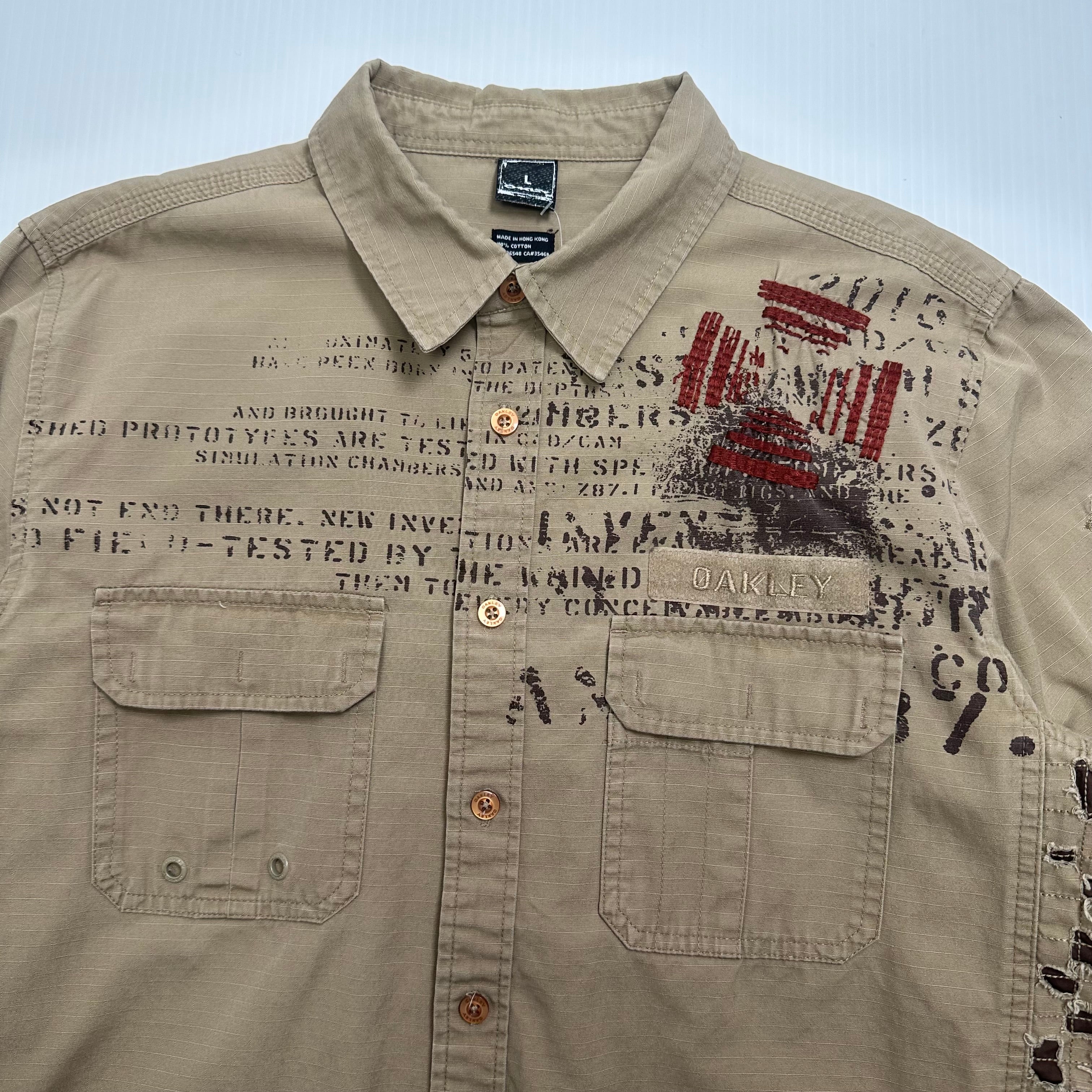 Oakley Ripstop Military Button Up Shirt L