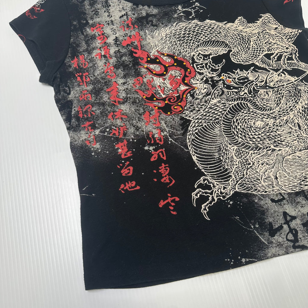 Y2K Dragon Art Graphic Tee Women's L