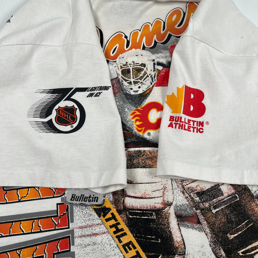 1991 Bulletin Athletic Calgary Flames AOP NHL Tee XL
