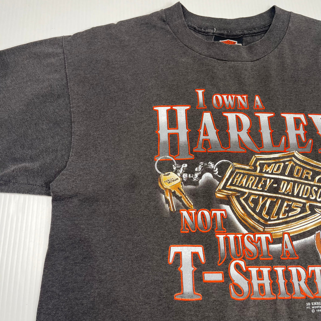 1988 3D Emblem Harley Davidson I Own A Harley Tee L