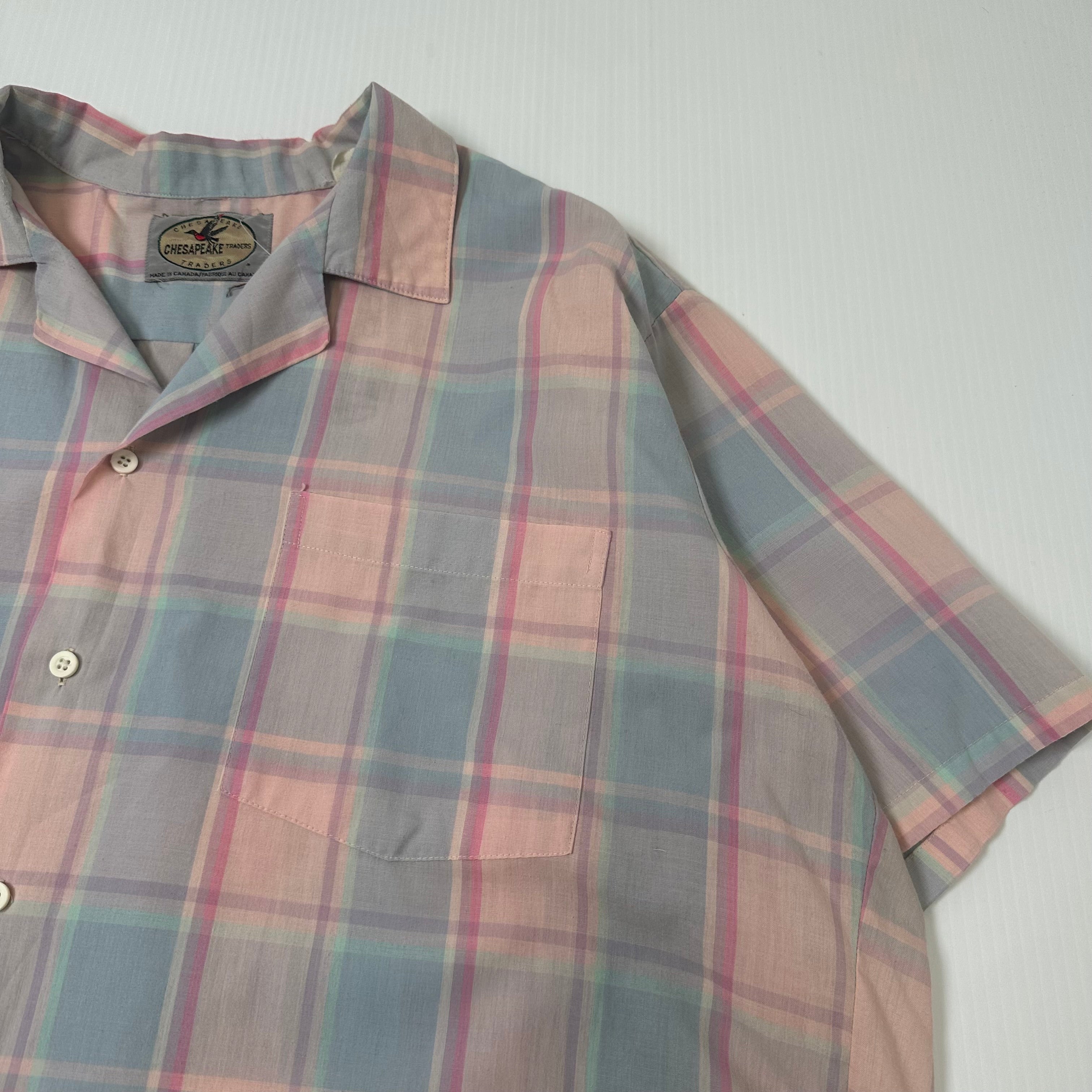 Vintage Chesapeake Pastel Plaid Short Sleeve Button Up XL