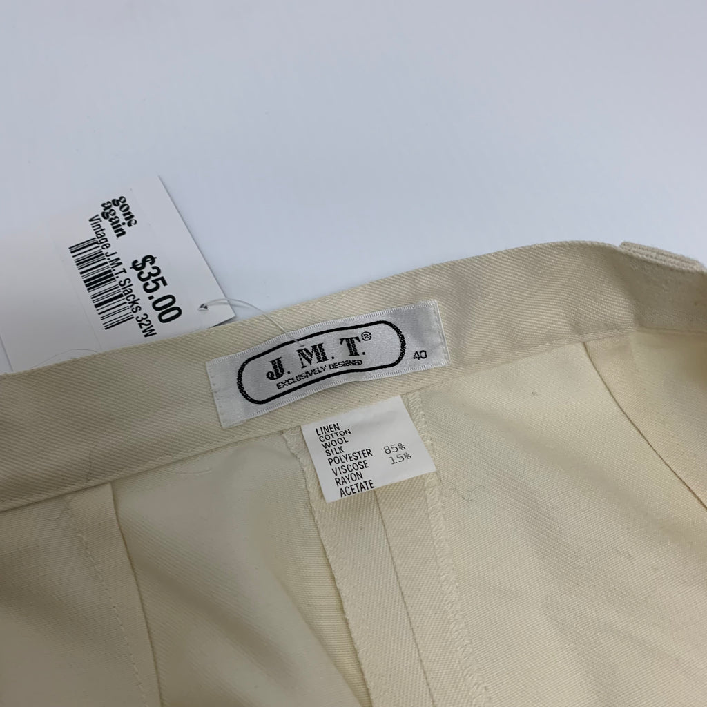 Vintage J.M.T. Cream Slacks 31W