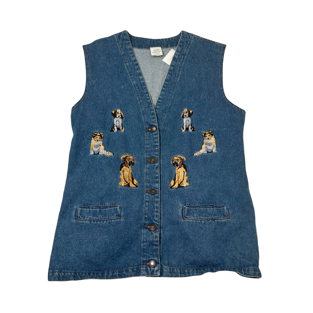 Vintage Casey Coleman Dog Denim Vest L