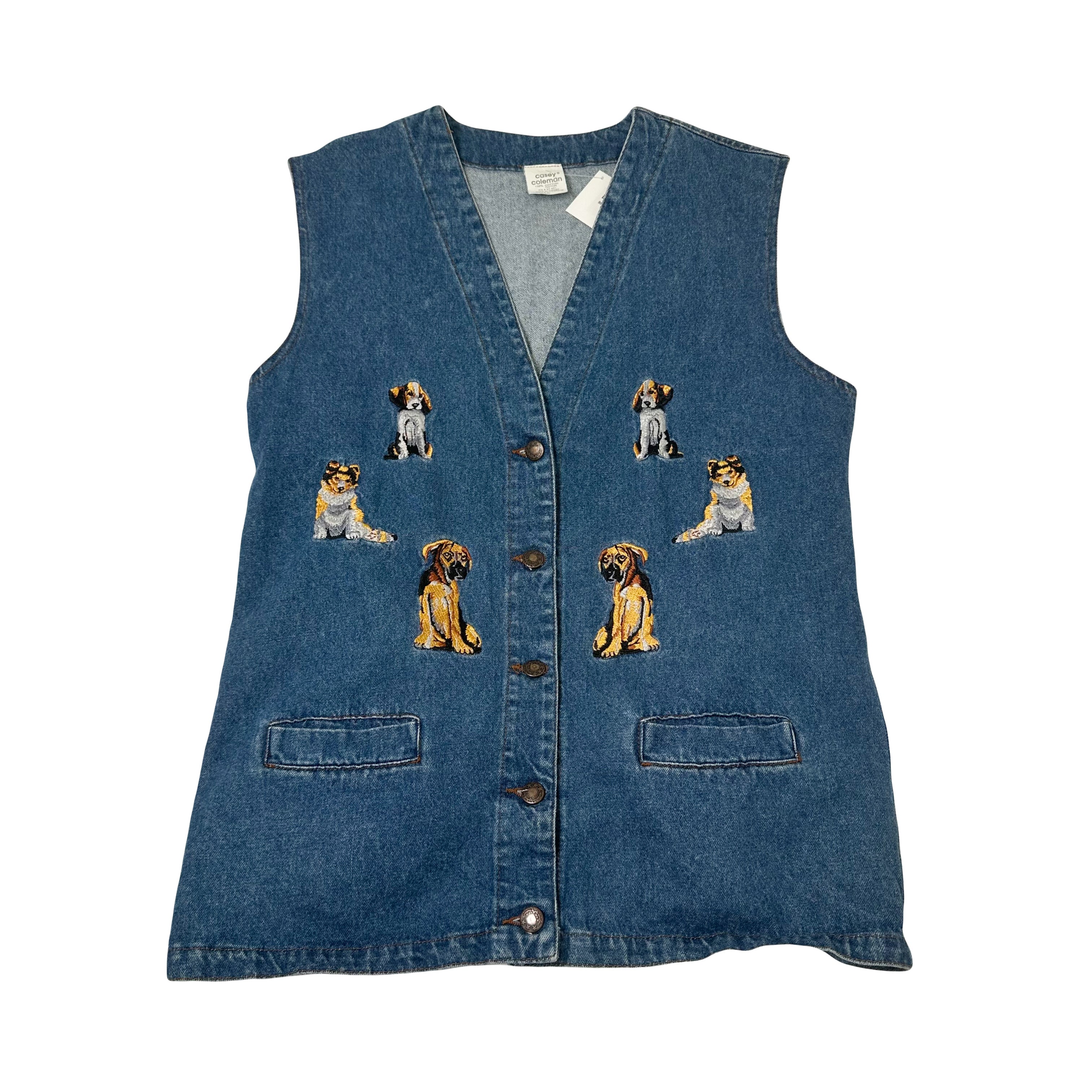 Vintage Casey Coleman Dog Denim Vest L