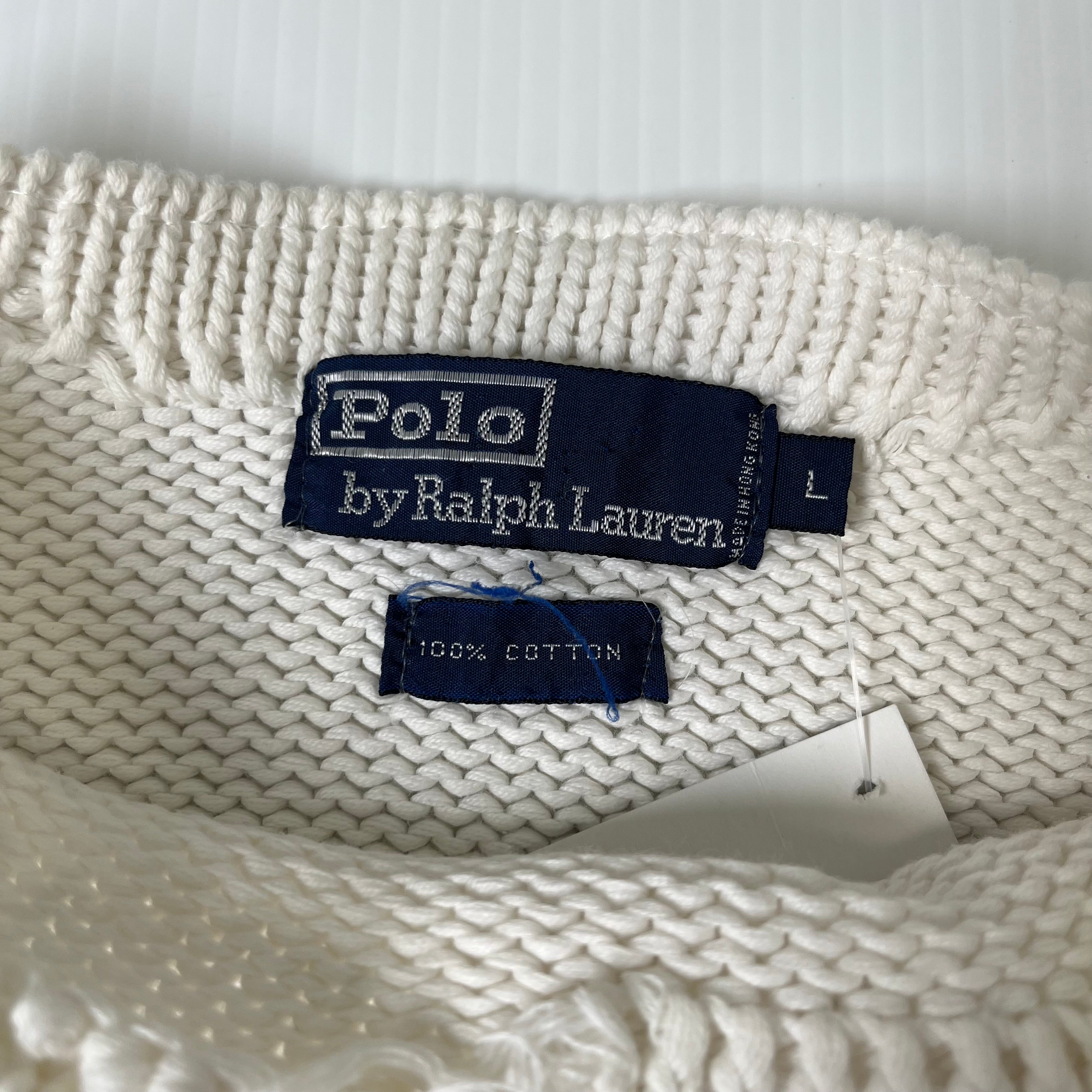 Vintage Polo Ralph Lauren Scribble Logo Knit Sweater L