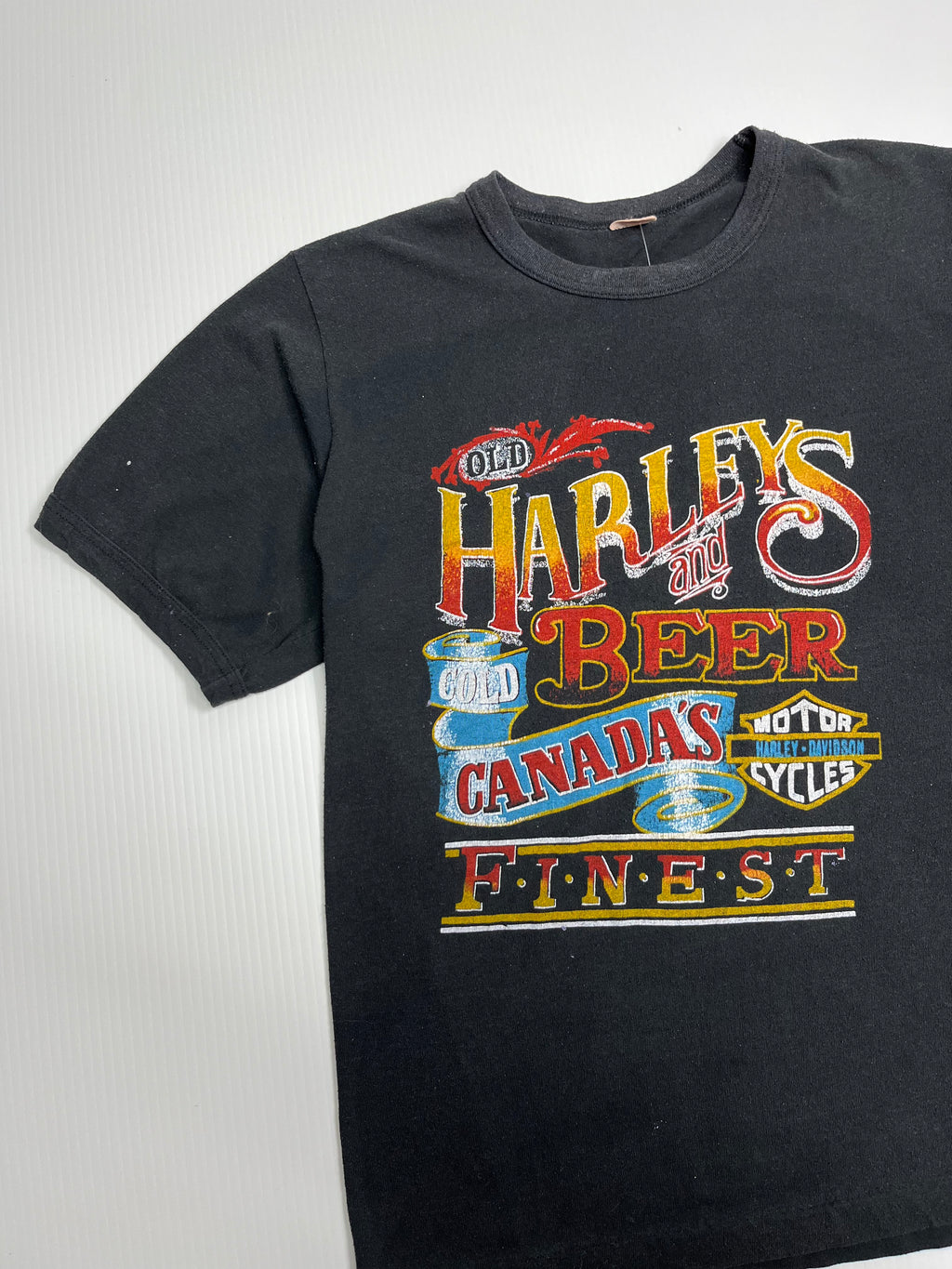 Vintage Old Harleys & Beer Graphic Tee L