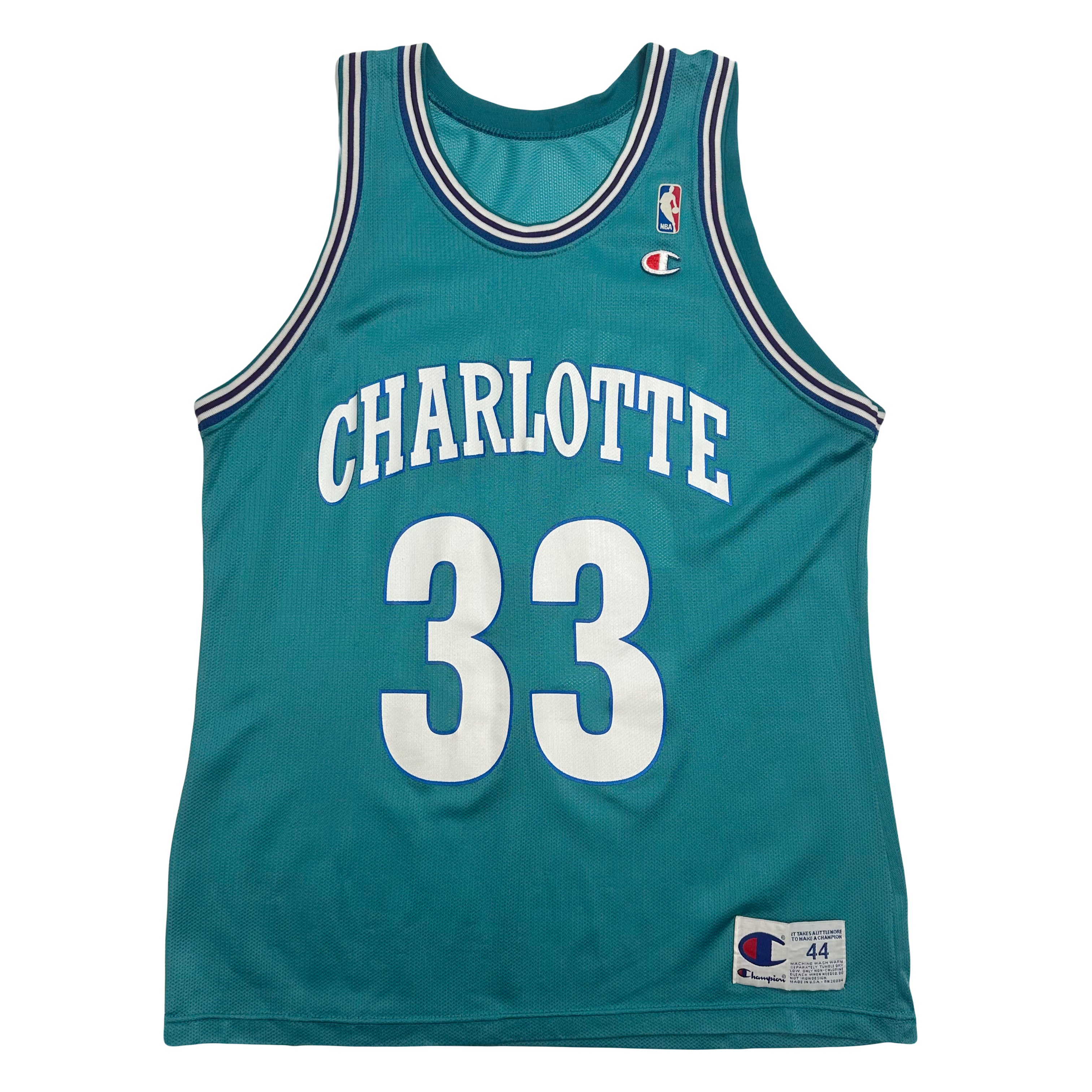 90s Champion Charlotte Hornets Alonzo Mourning #33 Jersey XL
